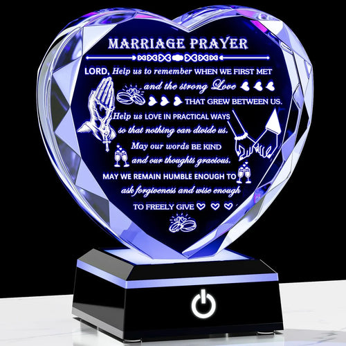 50th Wedding Anniversary Crystal Gifts for Couples Parents with Colorful LED Base Heart Romantic Happy 50th Anniversary Plaque Gift for Husband Wife 50 Years of Marriage Gifts for Her Him - Unique Gift Market