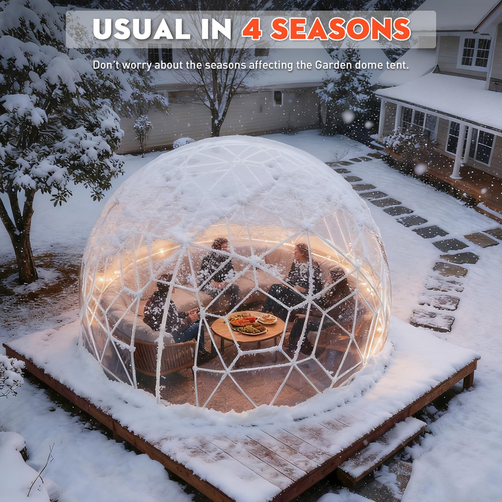 Garden Dome Bubble Tent House Outdoor, Upgraded Geodesic Dome Greenhouse with Transparent PVC Cover, Weatherproof Greenhouse Suitable for Patio (WHITE-12FT)