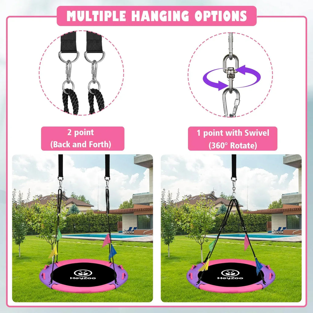 43 Inch Tree Swing, 900lbs Weight Capacity Saucer Swing Sets for Kids & Adults, with 360 Degree Swivel and Adjustable Hanging Strap, Green and Blue - Unique Gift Market