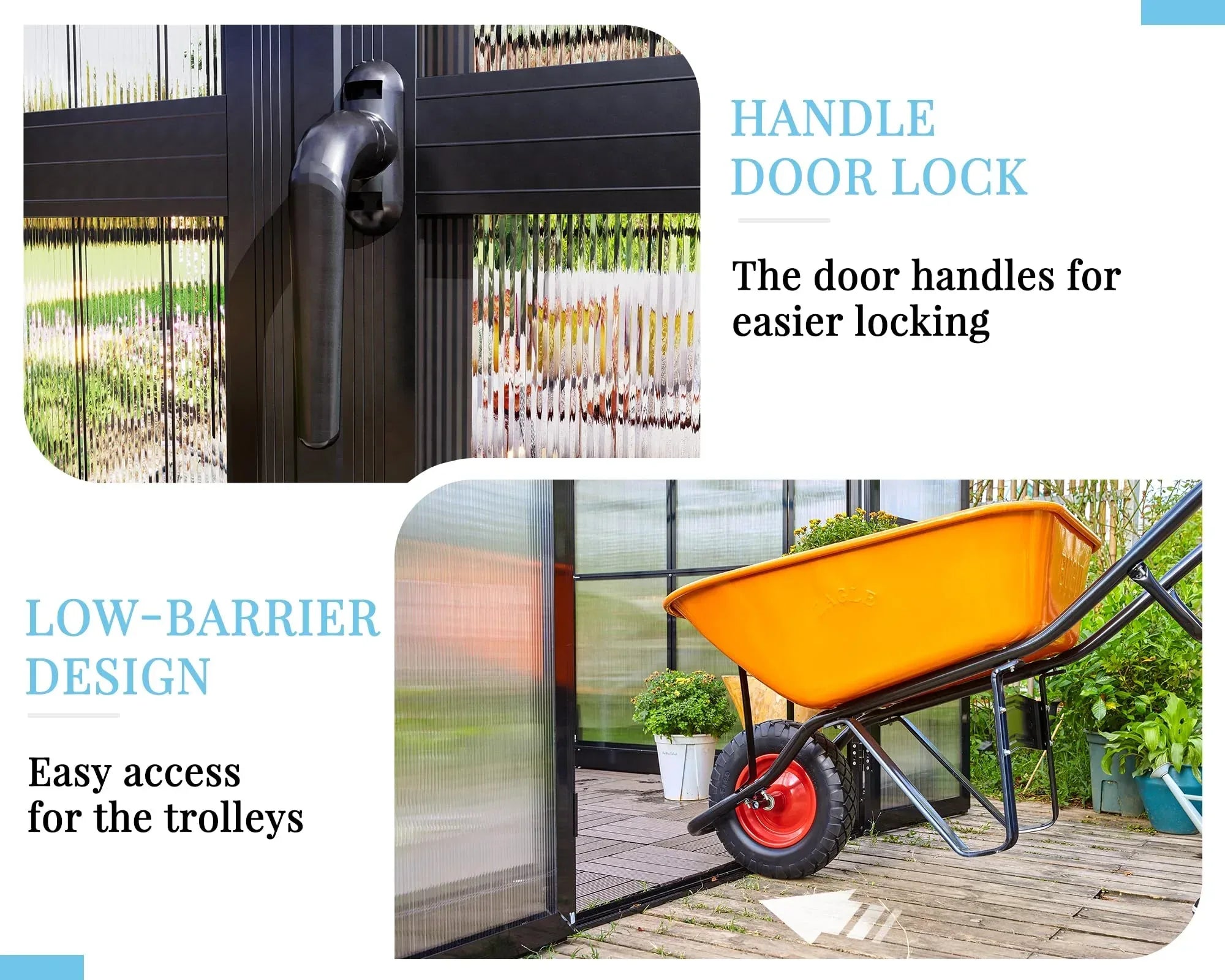 Jocisland 8x12x7.5 FT Greenhouse - Outdoor Aluminum Polycarbonate Greenhouse with Ventilation and Rain Gutter, 4 Swing Doors with Hook, Walk in Greenhouse for Outdoors Backyard Garden, Black - Unique Gift Market