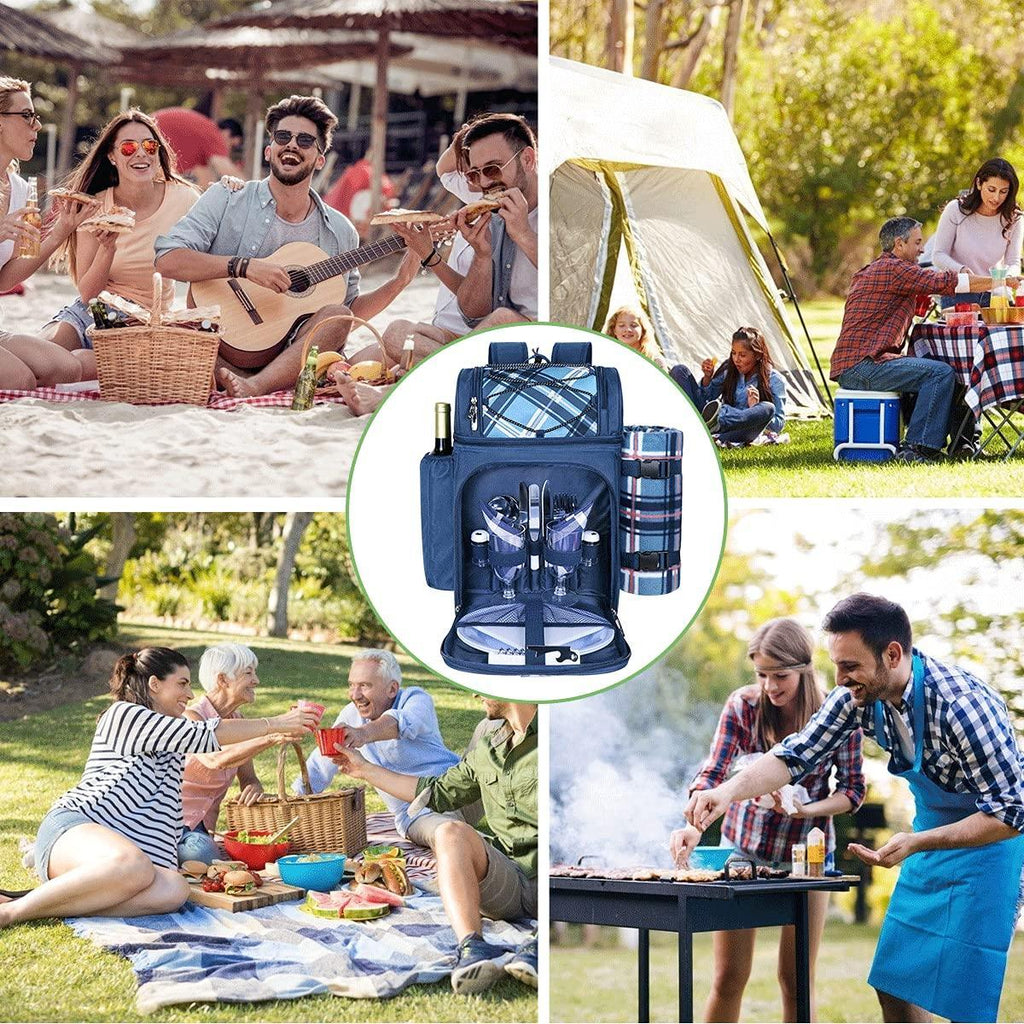 Hap Tim Picnic Basket Backpack for 2 Person with 2 Insulated Cooler Compartment, Wine Holder, Fleece Blanket, Cutlery Set, Wedding Gifts for Couples, Bridal Shower Gifts, Engagement Gifts - Unique Gift Market