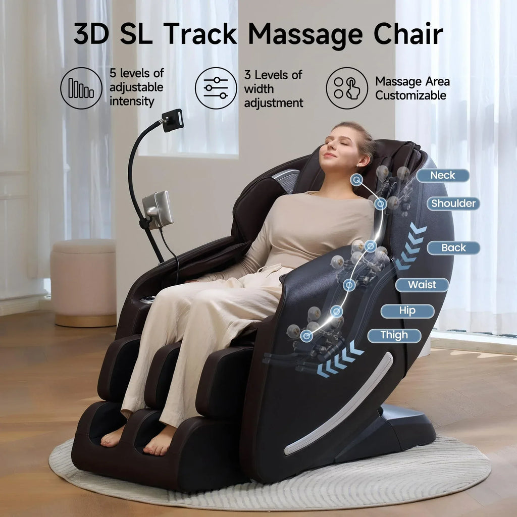 Real Relax 2026 Massage Chair Full Body,Zero Gravity SL-Track Shiatsu Massage Recliner with Upgraded Phone Controller and Holder,APP Control,Child Lock,Pause Button and Led Light,Favor-06,Black - Unique Gift Market