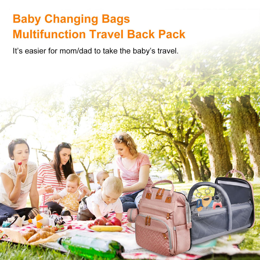 Baby Diaper Bags with Changing Station, Waterproof Diaper Bag Backpack for Moms Dads with USB Charging Port, Baby Shower Gifts, Large Capacity diaper backpack, Grey