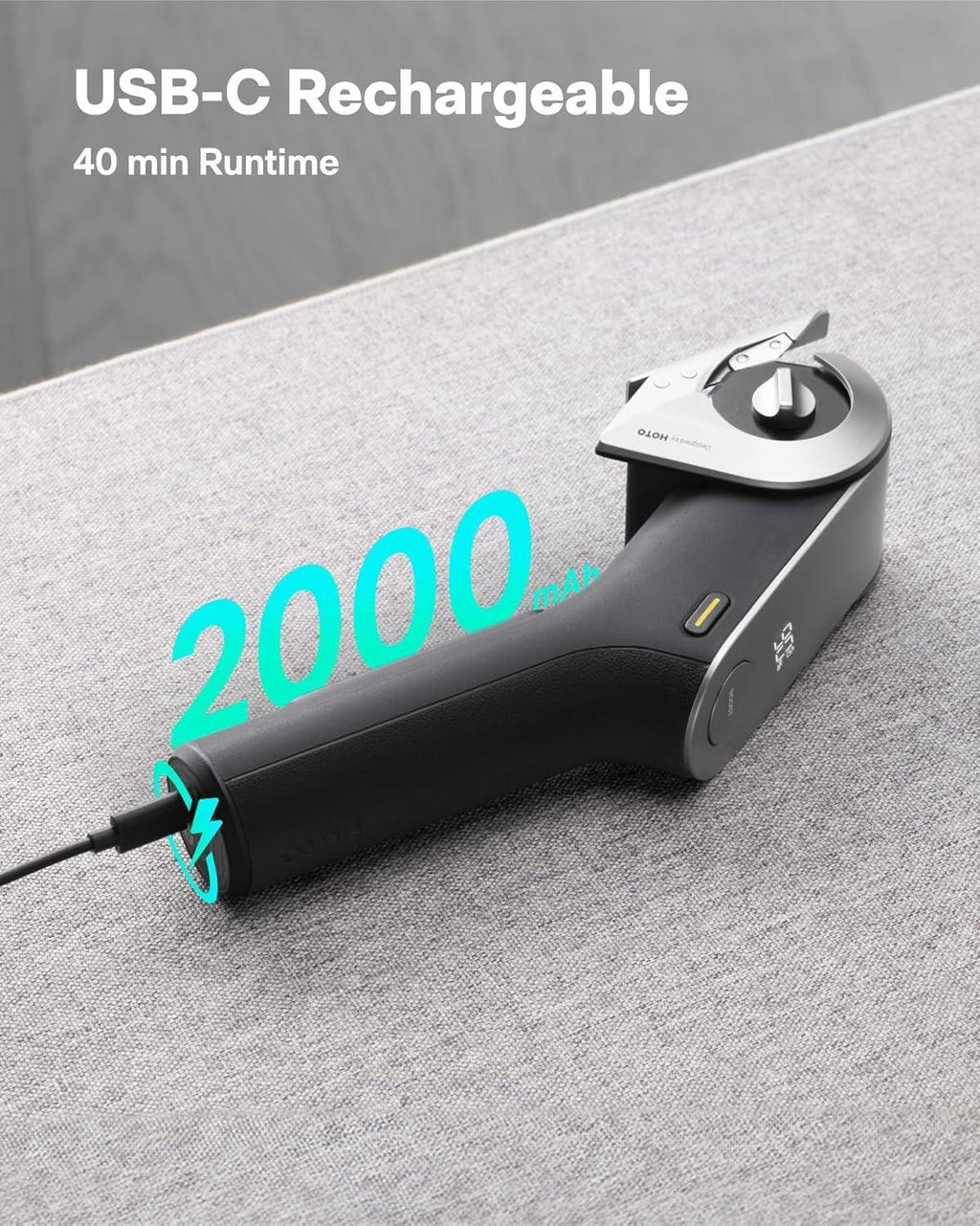 HOTO EdgeFlow Electric Cardboard Cutter, Premium USB-C Rechargeable Cordless Electric Scissors, Titanium Blade & LED Display, Tool-Free Blade Swap & Self-Sharpening, for Cardboard Box, Carpet, Leather - Unique Gift Market