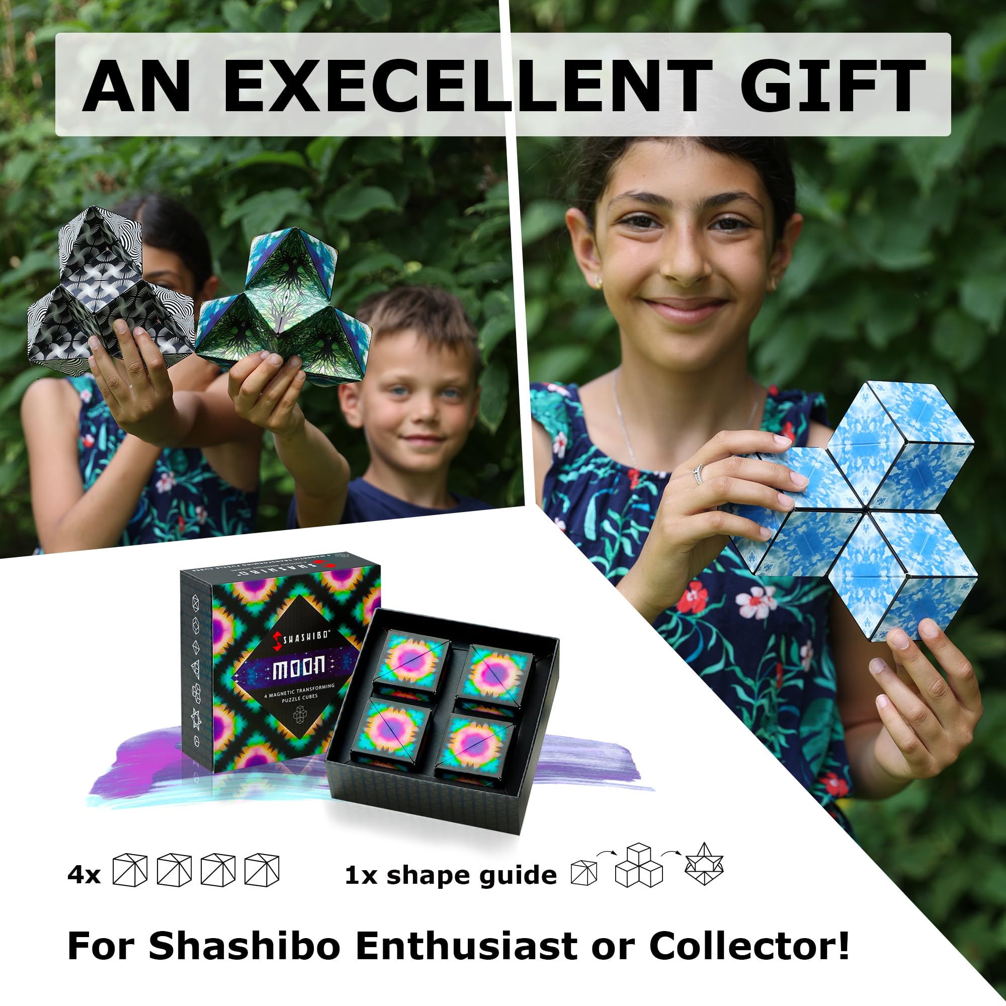 Shashibo Shape Shifting Box - Award-Winning STEM Fidget Toy with Ultra Strong Magnets - Puzzle Cube Transforms Into 100+ Shapes, Perfect Sensory Gift for Kids, Teens, and Adults (Wings)