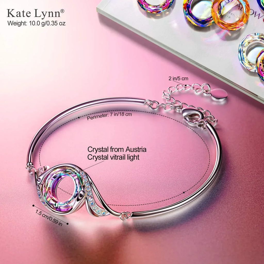 Kate Lynn "Rise From the Ashes" Phoenix Bracelet Made with Crystals from Austria, Adjustable Bangle Bracelet for Women 7"+2", Packaged with Jewelry Box, Birthday Gift for Women, Symbol of Luck and Renewal - Unique Gift Market