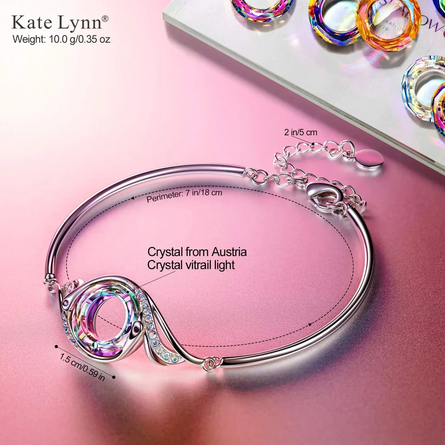 Kate Lynn "Rise From the Ashes" Phoenix Bracelet Made with Crystals from Austria, Adjustable Bangle Bracelet for Women 7"+2", Packaged with Jewelry Box, Birthday Gift for Women, Symbol of Luck and Renewal - Unique Gift Market