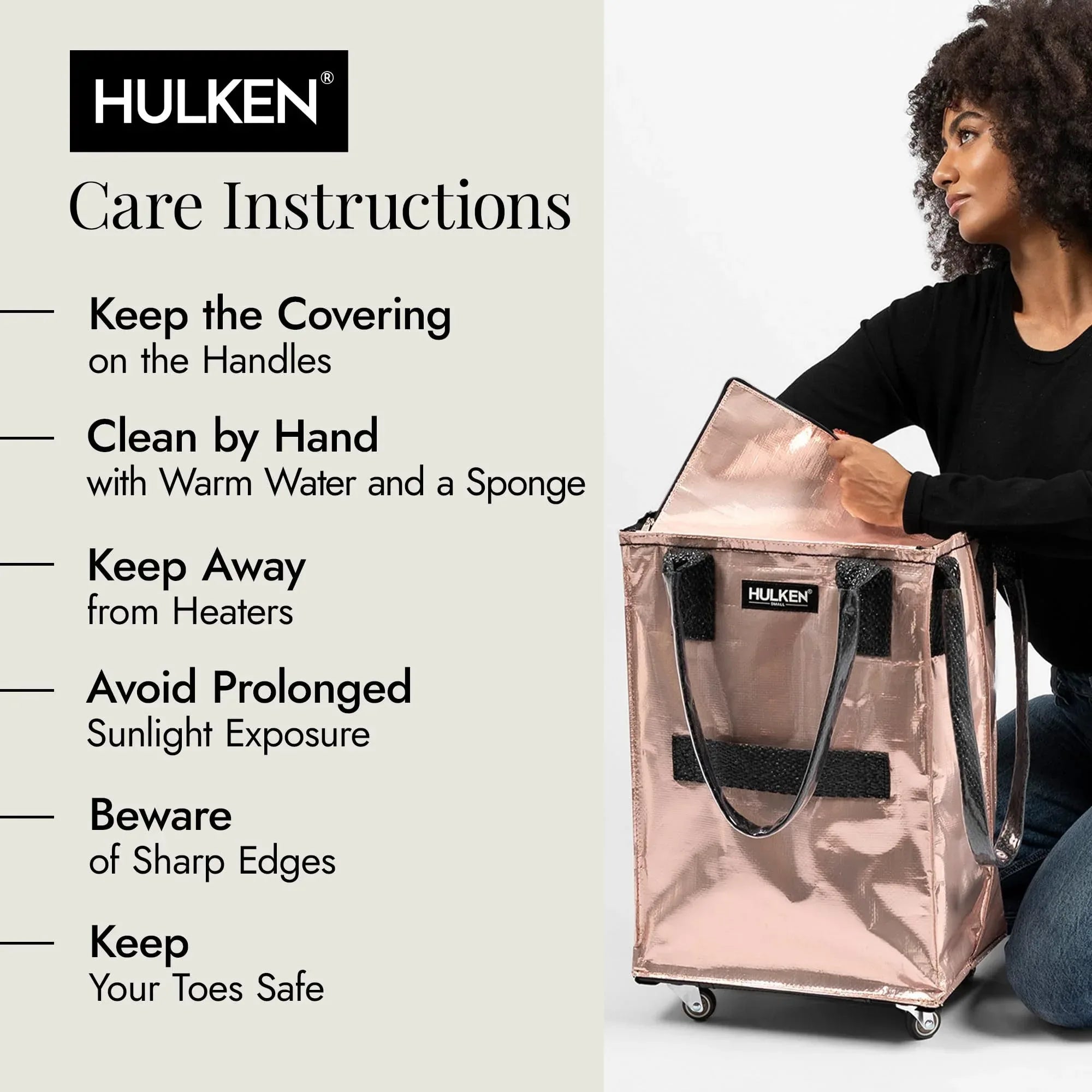 (Medium, Rose Gold) Reusable Grocery Bag On Wheels, Shopping Trolley, Rolling Tote, Zipper Closure, Lightweight, Carries Up to 66 lb, Folds Flat, Unbreakable Handles - Unique Gift Market