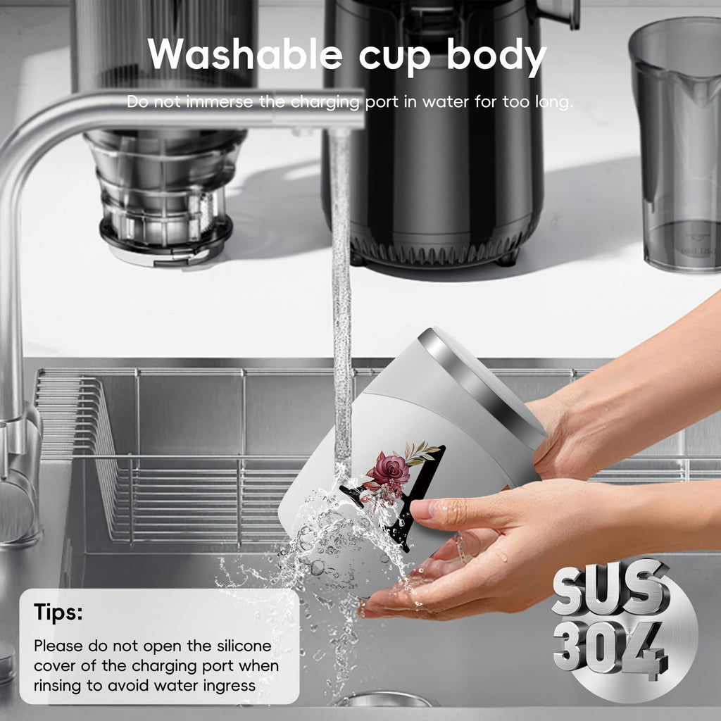 Initial Magnetic Stirring Coffee Mug Stainless Insulated Travel Cup Happy Birthday Personalized Gifts Women Adult Who Have Everything Want Nothing Mom Cool Special Custom Christmas Initial Present,G