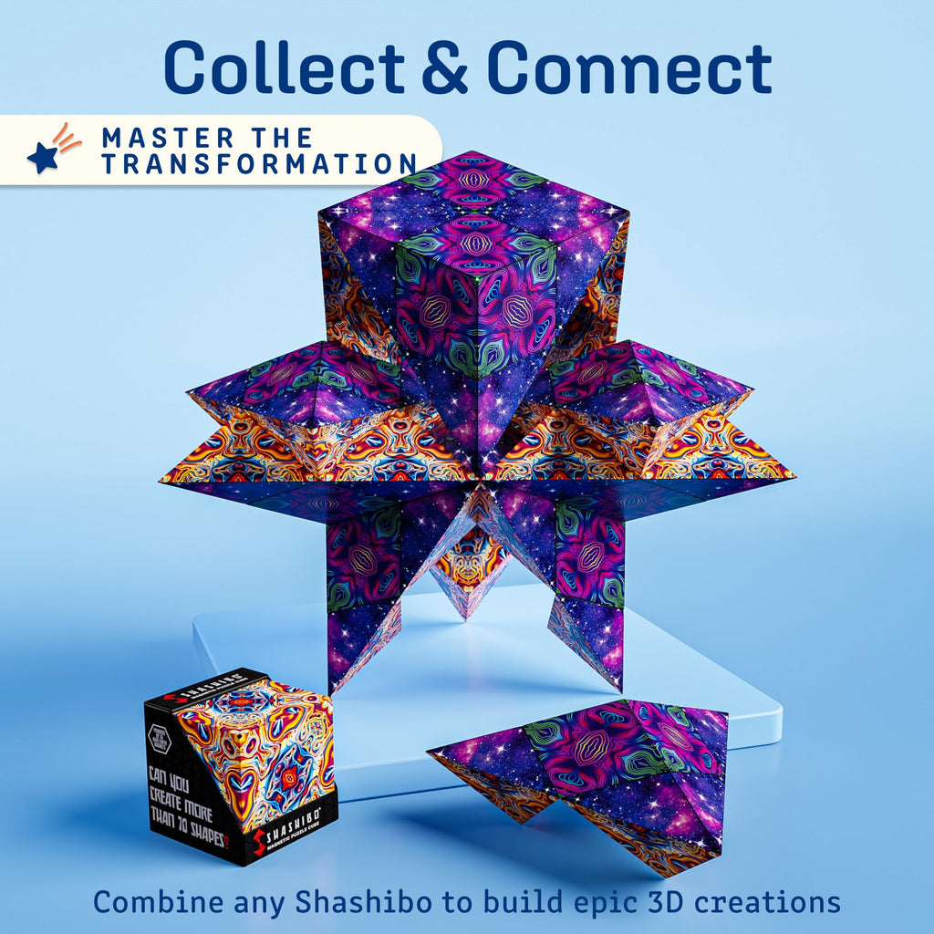Shashibo Shape Shifting Box - Award-Winning STEM Fidget Toy with Ultra Strong Magnets - Puzzle Cube Transforms Into 100+ Shapes, Perfect Sensory Gift for Kids, Teens, and Adults (Wings)