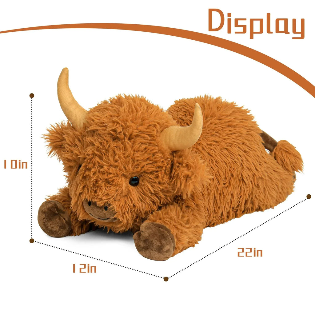 Wepop 5lbs Highland Cow Weighted Stuffed Animals, 22in Giant Highland Cow Gift Plush Toy,Adorable Stuffed Animal for Kids and Adults Highland Cattle Plushie Pillow Decor - Unique Gift Market