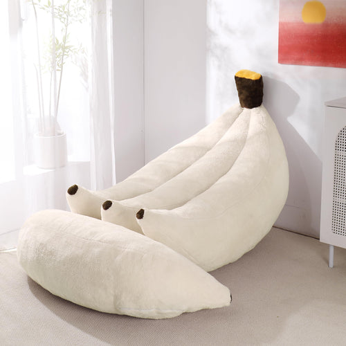 Banana Bean Bag Chair with Ottoman, Floor Sofa Bed with Footrest, Comfy Convertible Lounger for Teens & Adults, Plush Couch for Bedroom, Living Room or Dorm, M-Yellow