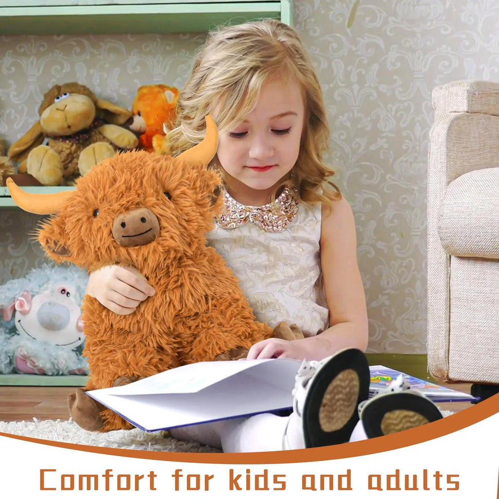 Wepop 5lbs Highland Cow Weighted Stuffed Animals, 22in Giant Highland Cow Gift Plush Toy,Adorable Stuffed Animal for Kids and Adults Highland Cattle Plushie Pillow Decor - Unique Gift Market