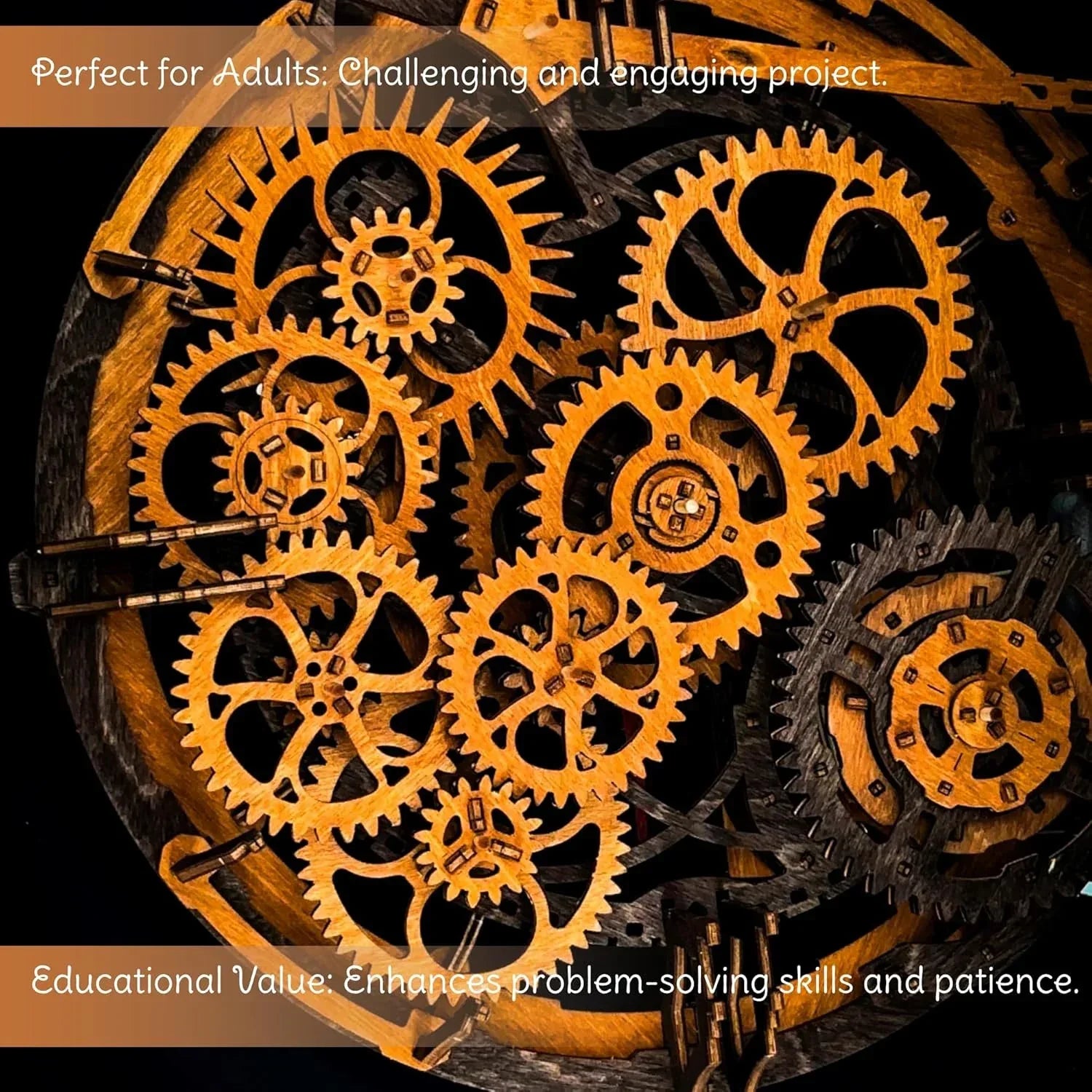 WOODEN.CITY Steampunk 3D Puzzle Clock – DIY Mechanical Wall Clock Kit for Adults – Unique Engineering Gift and Vintage Décor - 3D Wooden Puzzles for Adults - Unique Gift Market