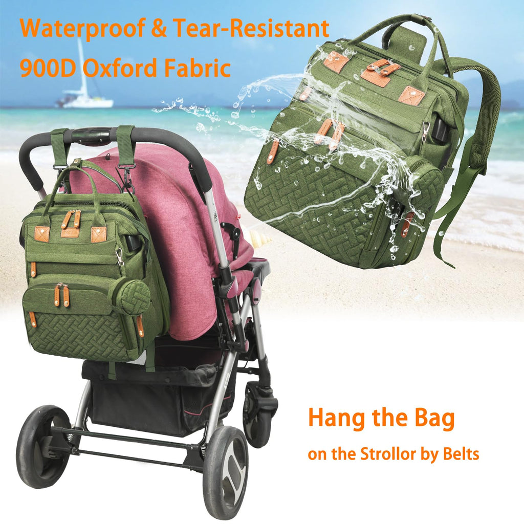 Baby Diaper Bags with Changing Station, Waterproof Diaper Bag Backpack for Moms Dads with USB Charging Port, Baby Shower Gifts, Large Capacity diaper backpack, Grey