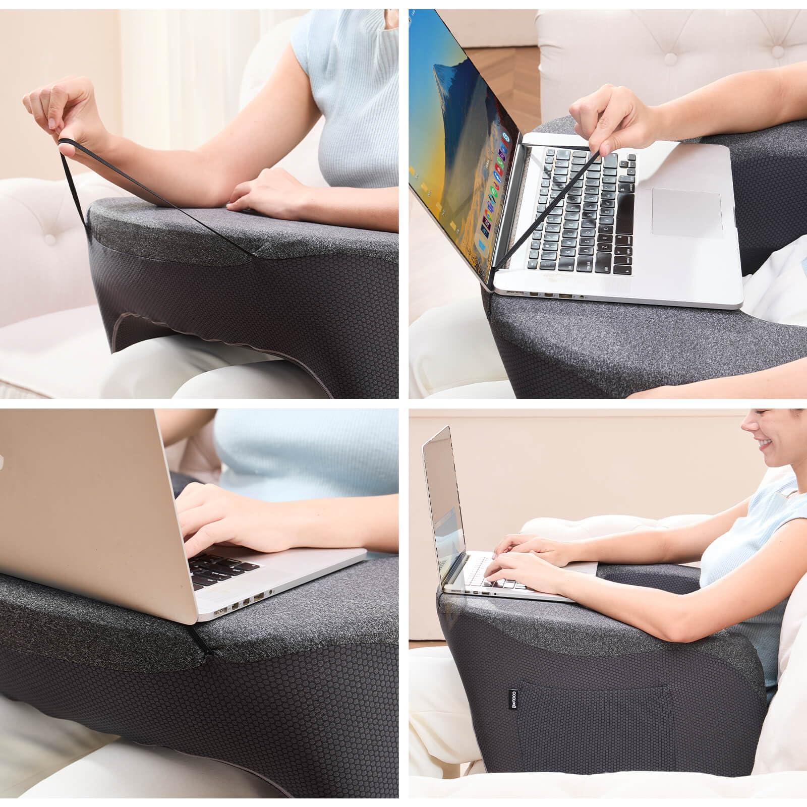 Reading Pillow for Gaming, Extra Large Laptop Pillow for Adult, Memory Foam Lap Desk Gaming Pillow for Reading, Working, Playing Steam Deck Switch or Sitting in Bed Floor Sofa(Grey) - Unique Gift Market