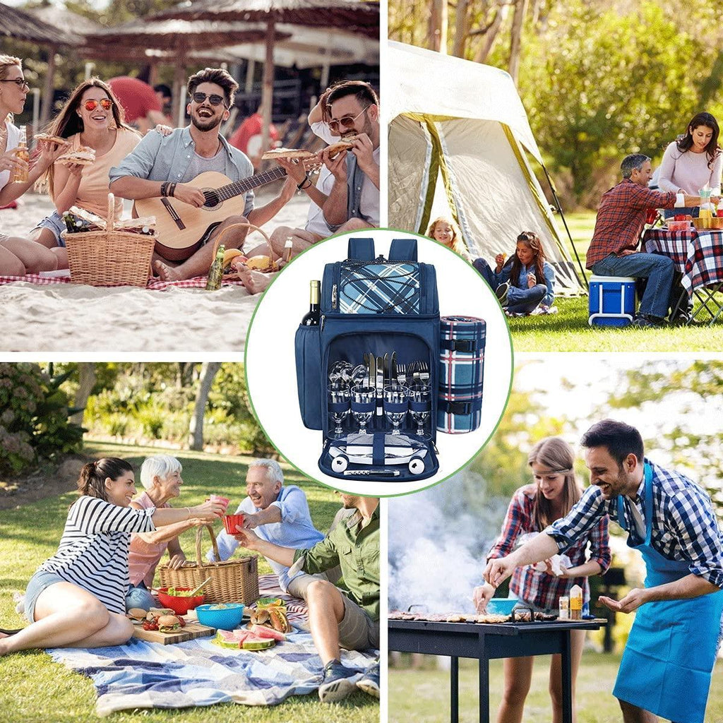 Hap Tim Picnic Basket Backpack for 2 Person with 2 Insulated Cooler Compartment, Wine Holder, Fleece Blanket, Cutlery Set, Wedding Gifts for Couples, Bridal Shower Gifts, Engagement Gifts - Unique Gift Market