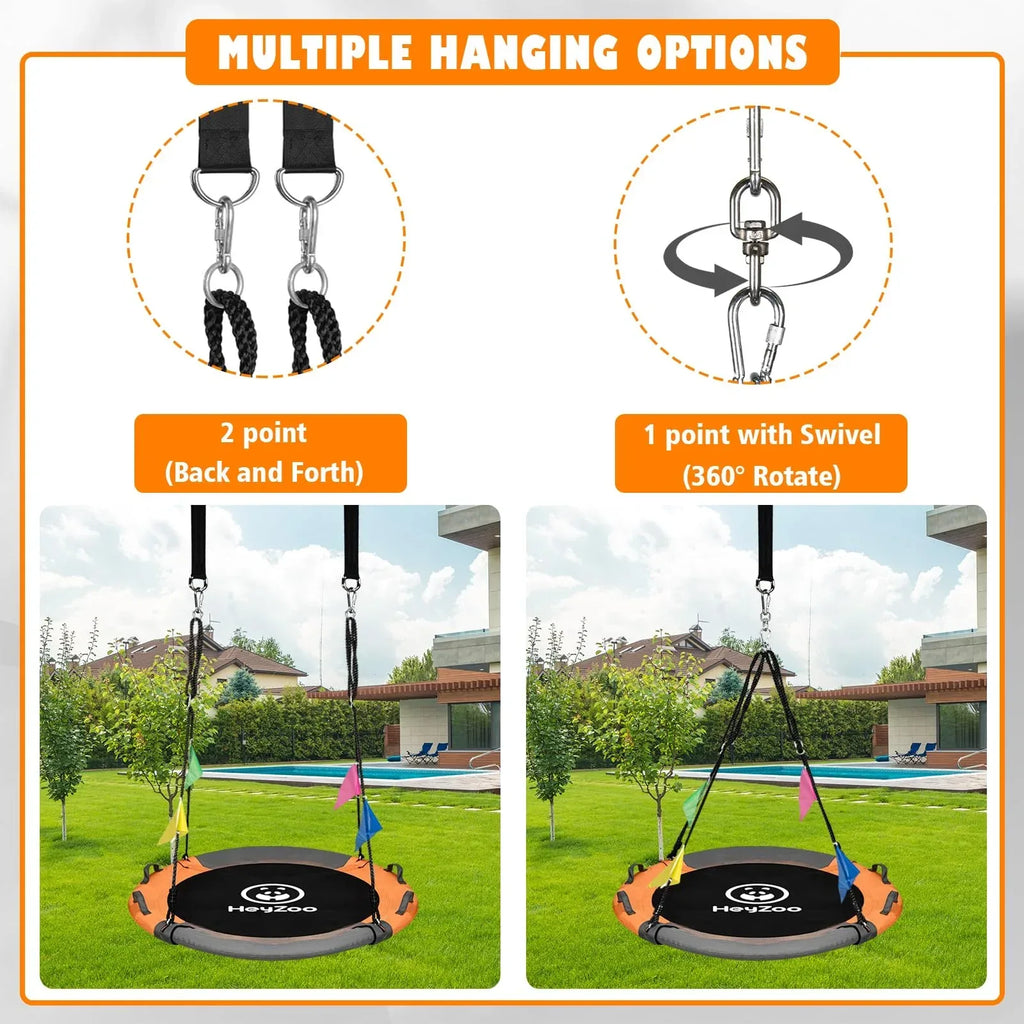 43 Inch Tree Swing, 900lbs Weight Capacity Saucer Swing Sets for Kids & Adults, with 360 Degree Swivel and Adjustable Hanging Strap, Green and Blue - Unique Gift Market