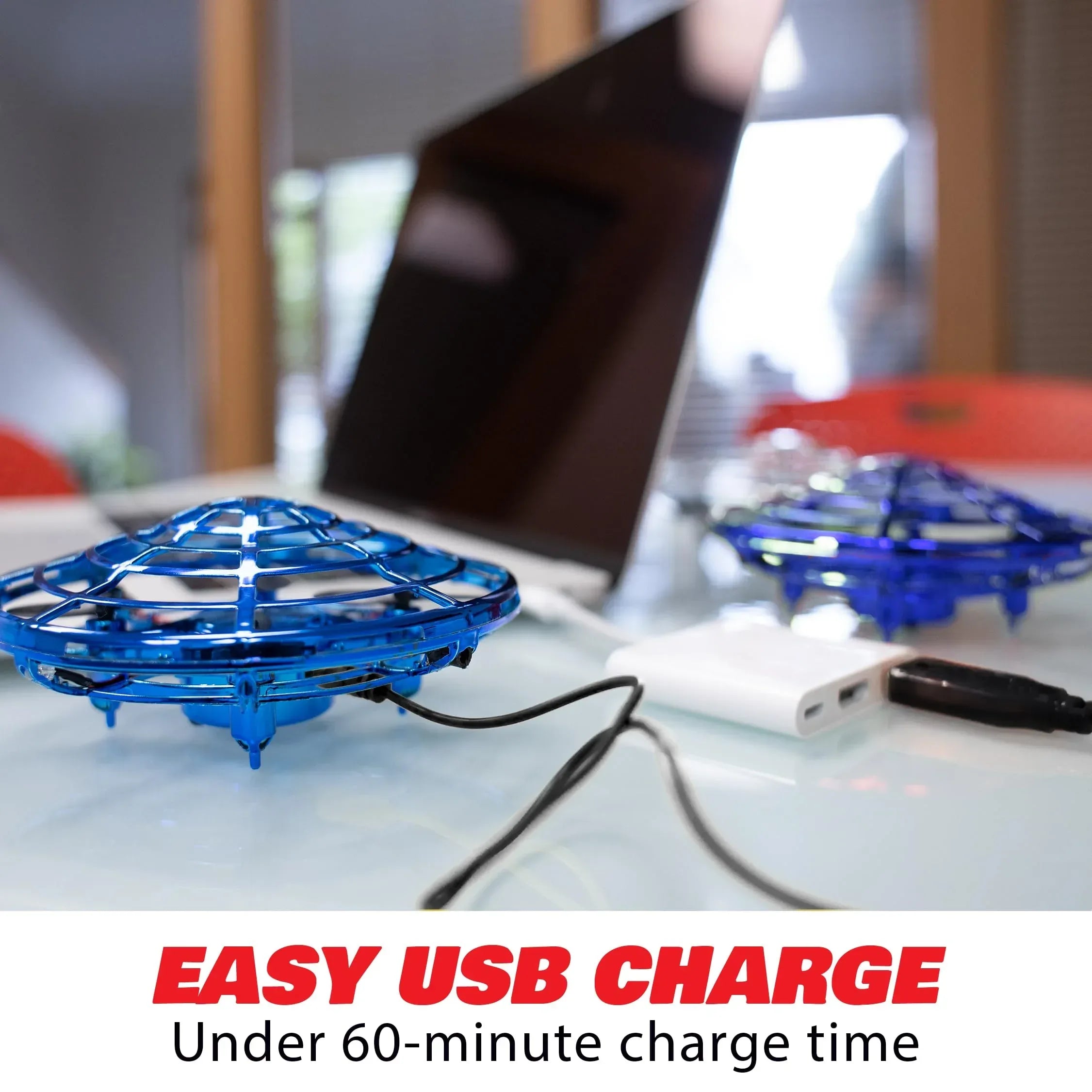 Force1 Scoot Hand Operated Drone for Kids or Adults - Hands Free Motion Sensor Mini Drones, Easy LED Indoor Rechargeable UFO Toy Flying Orb Ball Drone Toys for Boys and Girls (Blue) - Unique Gift Market