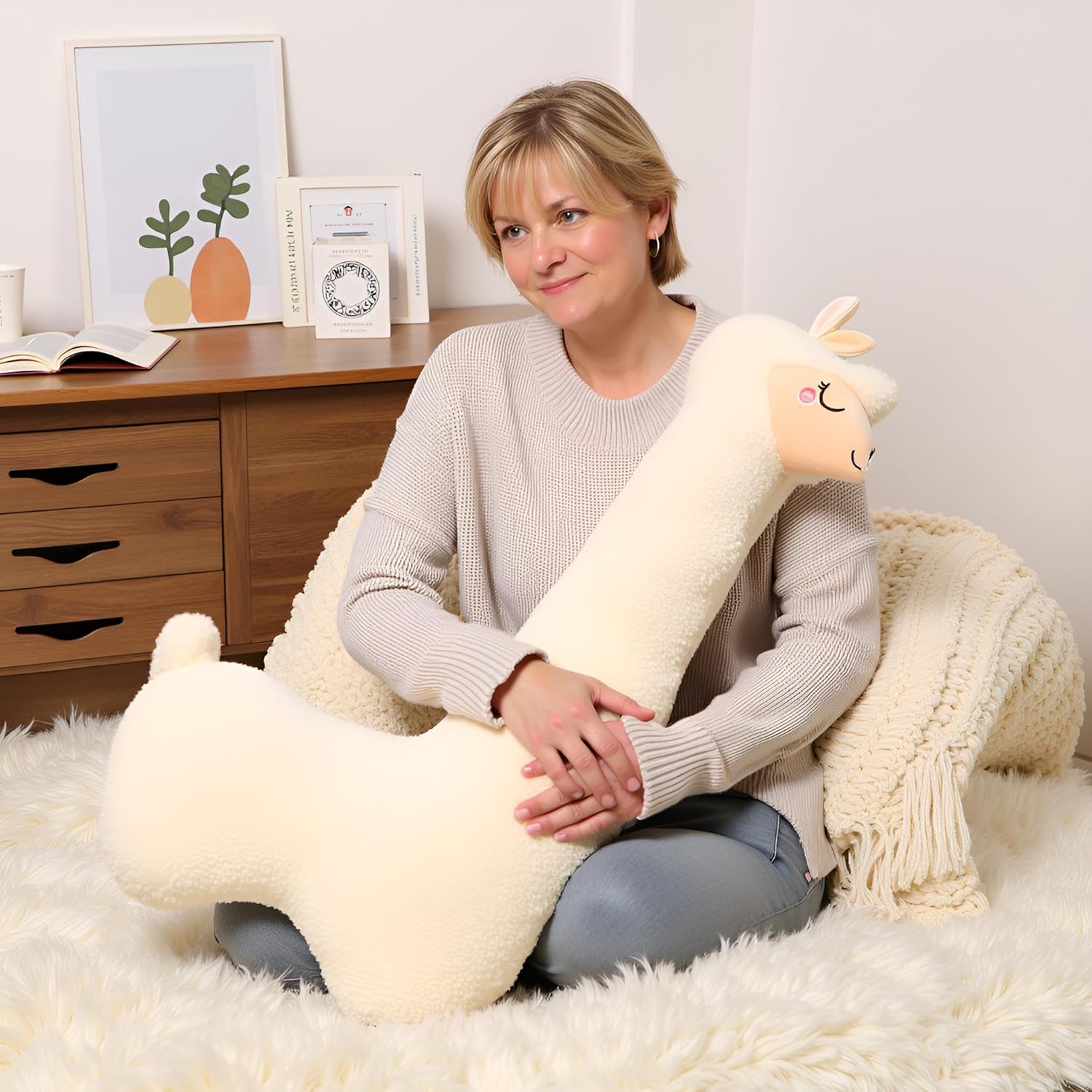 Ryttir 40 Inch 15% Chubbier Large Llama Stuffed Animal,Soft Weighted Alpaca Plush Stuffed Llamas Body Pillow for Kids and Adults - Perfect Valentine Llama Gifts for Cuddling and Room Decoration