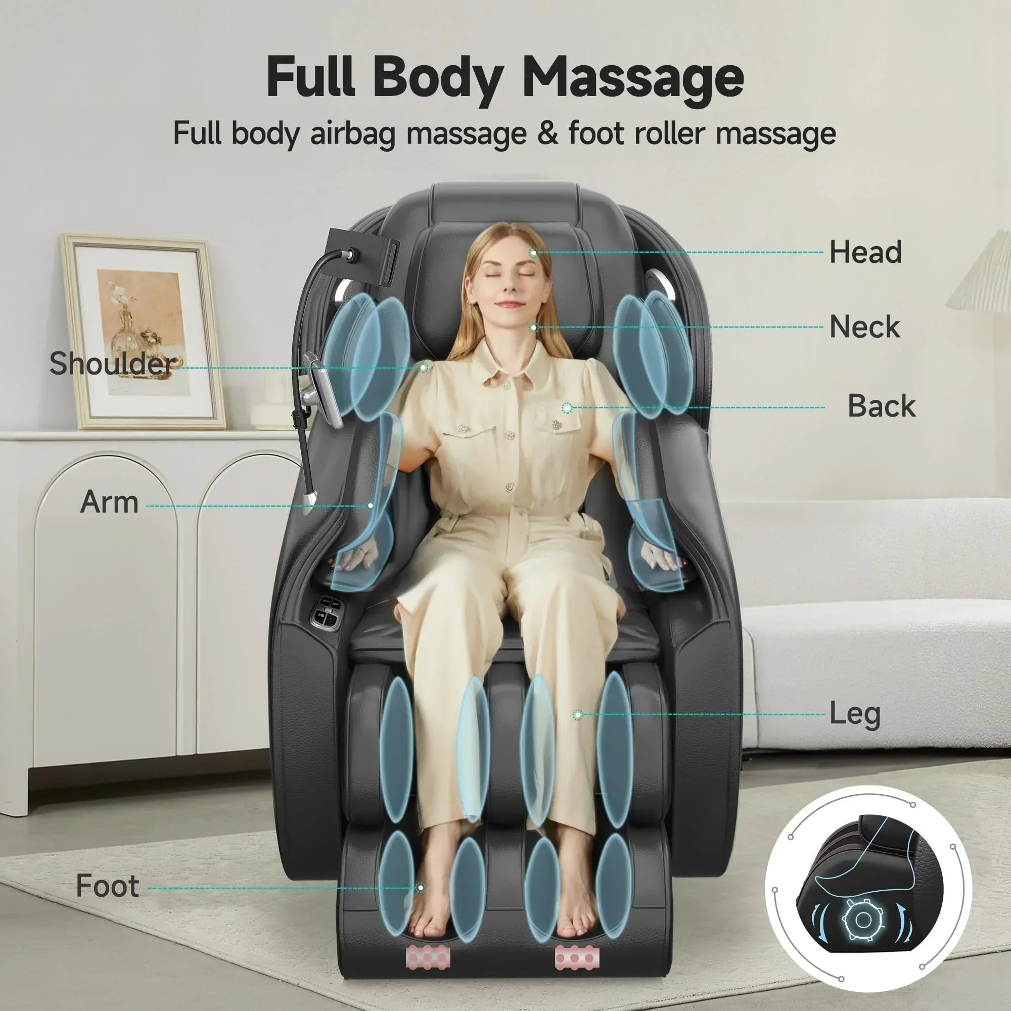Real Relax 2026 Massage Chair Full Body,Zero Gravity SL-Track Shiatsu Massage Recliner with Upgraded Phone Controller and Holder,APP Control,Child Lock,Pause Button and Led Light,Favor-06,Black - Unique Gift Market