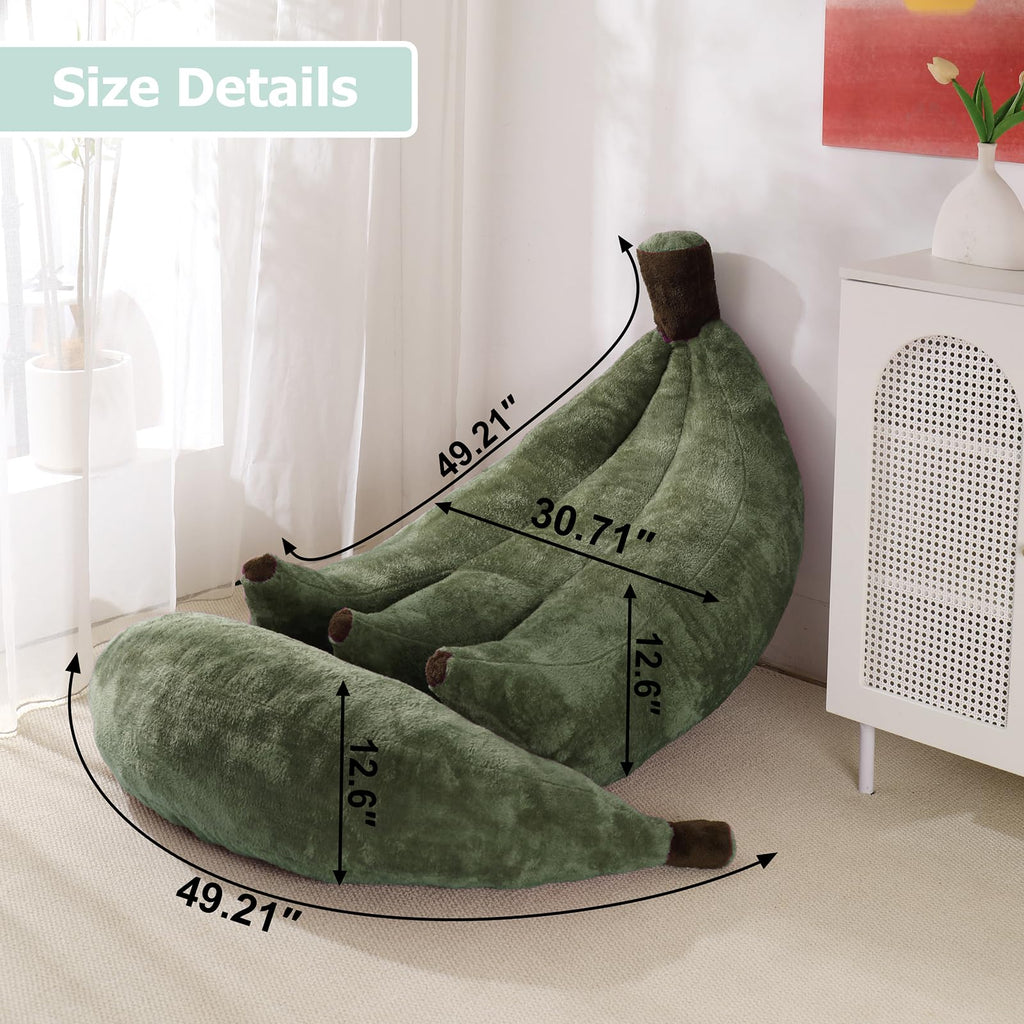 Banana Bean Bag Chair with Ottoman, Floor Sofa Bed with Footrest, Comfy Convertible Lounger for Teens & Adults, Plush Couch for Bedroom, Living Room or Dorm, M-Yellow