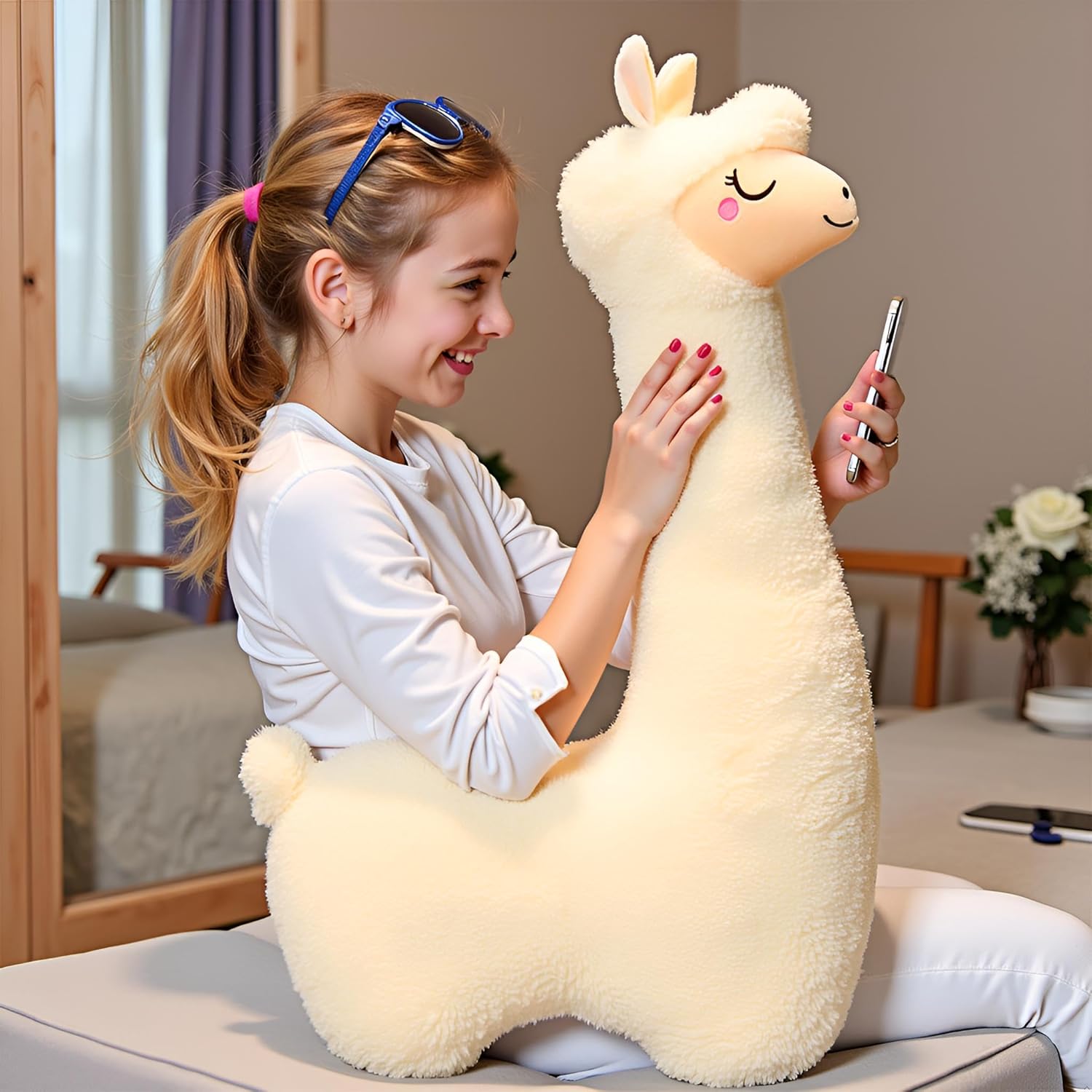 Ryttir 40 Inch 15% Chubbier Large Llama Stuffed Animal,Soft Weighted Alpaca Plush Stuffed Llamas Body Pillow for Kids and Adults - Perfect Valentine Llama Gifts for Cuddling and Room Decoration