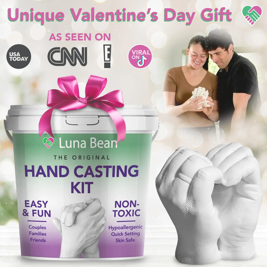 Luna Bean Hand Casting Kit – The Original Hand Mold Kit for Couples – Valentines Day Gifts for Her and Him - Anniversary Engagement Gifts for Women Men Mom Wife Boyfriend Girlfriend Wedding Bridal - Unique Gift Market