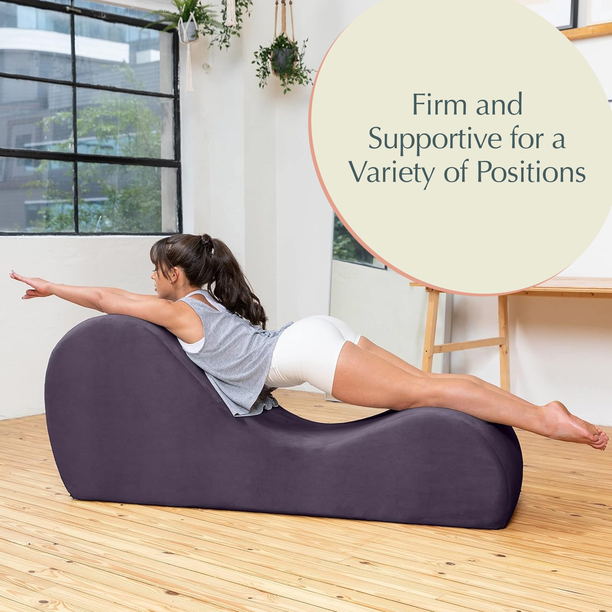 Avana Sleek Chaise Lounge for Yoga, Stretching, Relaxation-Made in The USA, 60D x 18W x 26H Inch, Ink Blue