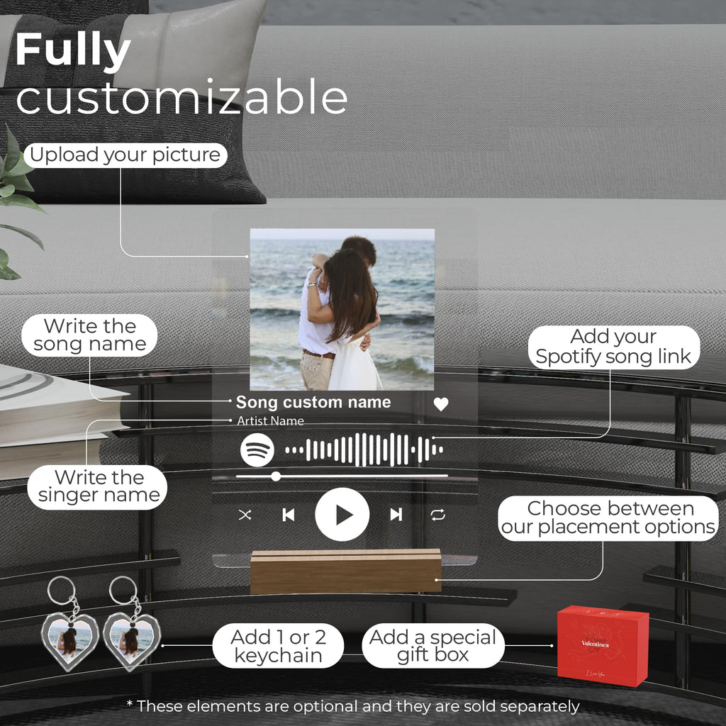 EGD Custom Spotify Plaque for Gifts for Her Him | Choose Your Photo & Song for Customized Gifts for Women Men | Gift for Wife Husband | Gift for Couples (E. Classic Song Plaque)