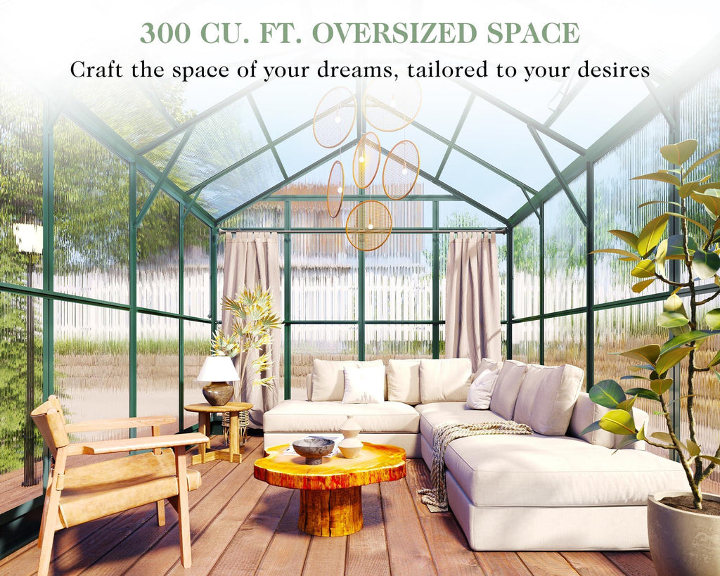 Jocisland 8x12x7.5 FT Greenhouse - Outdoor Aluminum Polycarbonate Greenhouse with Ventilation and Rain Gutter, 4 Swing Doors with Hook, Walk in Greenhouse for Outdoors Backyard Garden, Black - Unique Gift Market