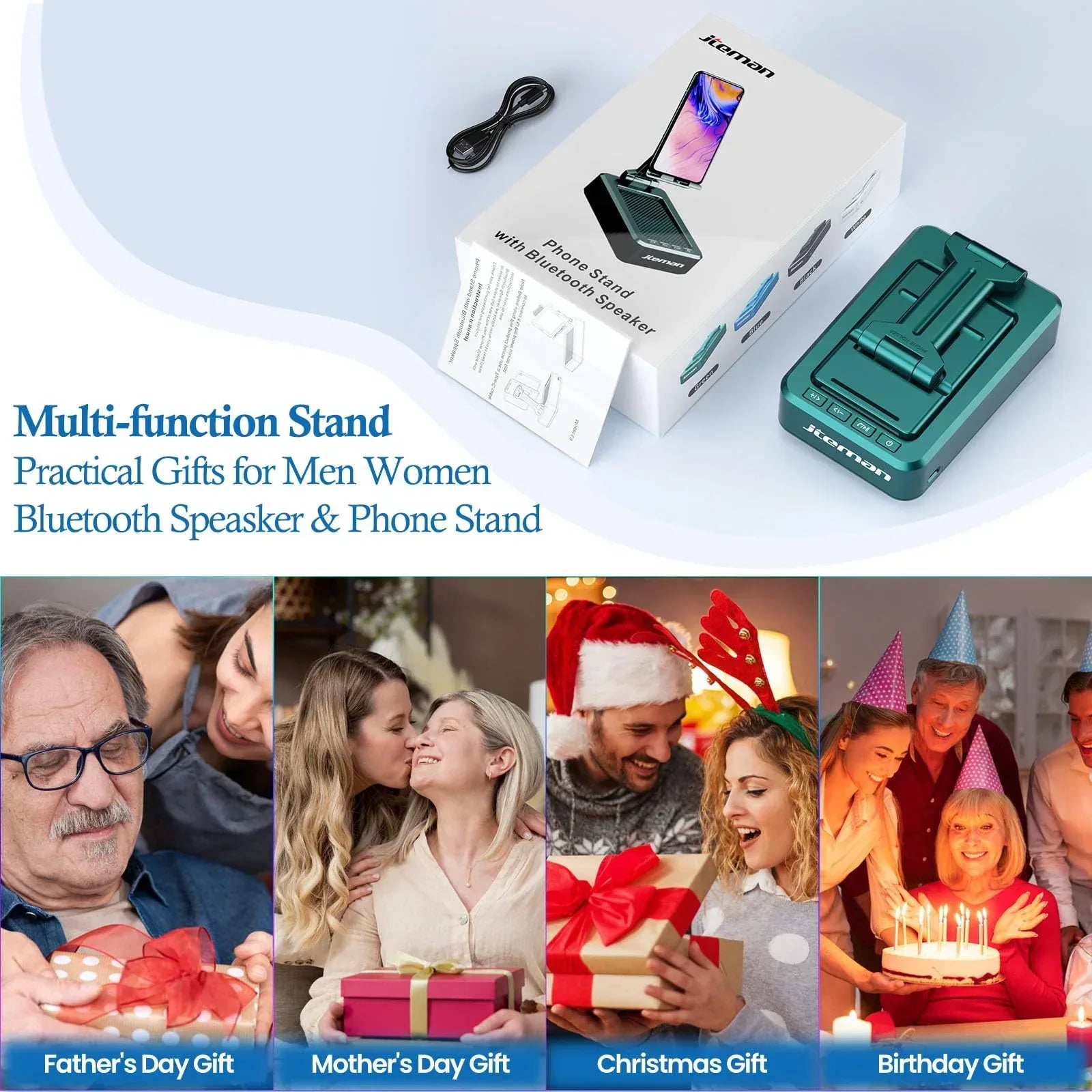 Cell Phone Stand with Wireless Bluetooth Speaker and Anti-Slip Base HD Surround Sound Perfect for Home and Outdoors with Bluetooth Speaker for Desk Compatible with iPhone/ipad/Samsung Galaxy - Unique Gift Market
