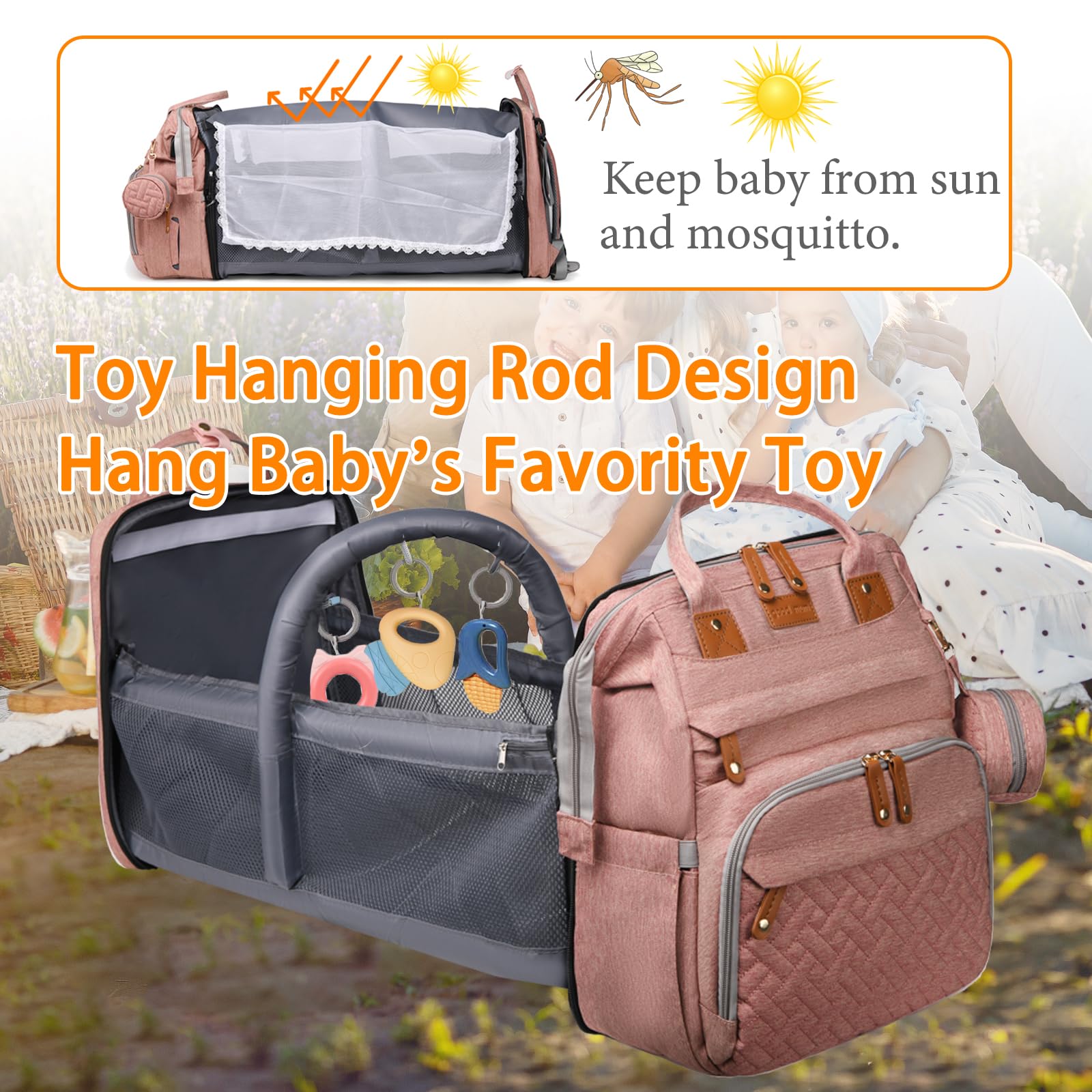 Baby Diaper Bags with Changing Station, Waterproof Diaper Bag Backpack for Moms Dads with USB Charging Port, Baby Shower Gifts, Large Capacity diaper backpack, Grey