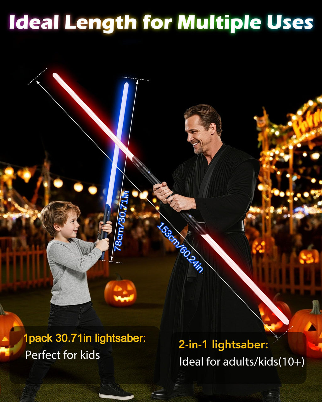 Lightsaber, Double-bladed Dueling Light Saber, 4 Sound Fonts, 12 RGB Colors FX Metal Hilt Light Sabers 40inch Real Light Sabers 2pack for Adults/Kids Birthday Xmas Gift, Halloween Cosplay
