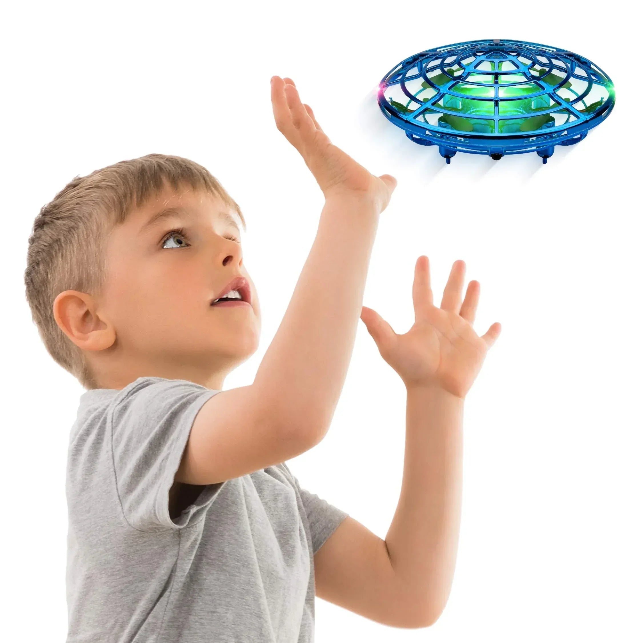Force1 Scoot Hand Operated Drone for Kids or Adults - Hands Free Motion Sensor Mini Drones, Easy LED Indoor Rechargeable UFO Toy Flying Orb Ball Drone Toys for Boys and Girls (Blue) - Unique Gift Market