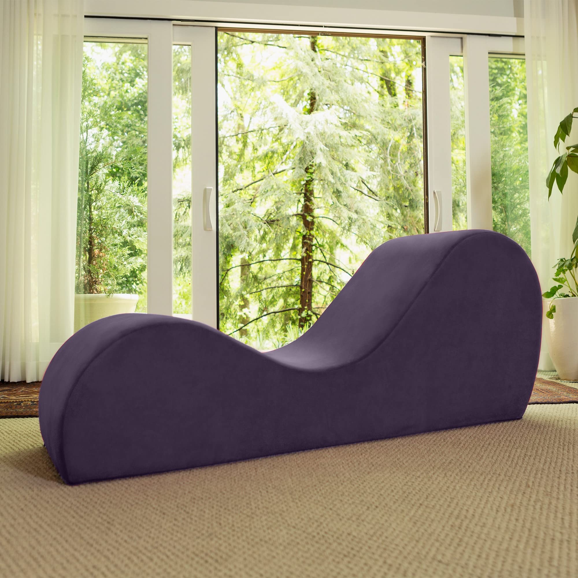 Avana Sleek Chaise Lounge for Yoga, Stretching, Relaxation-Made in The USA, 60D x 18W x 26H Inch, Ink Blue