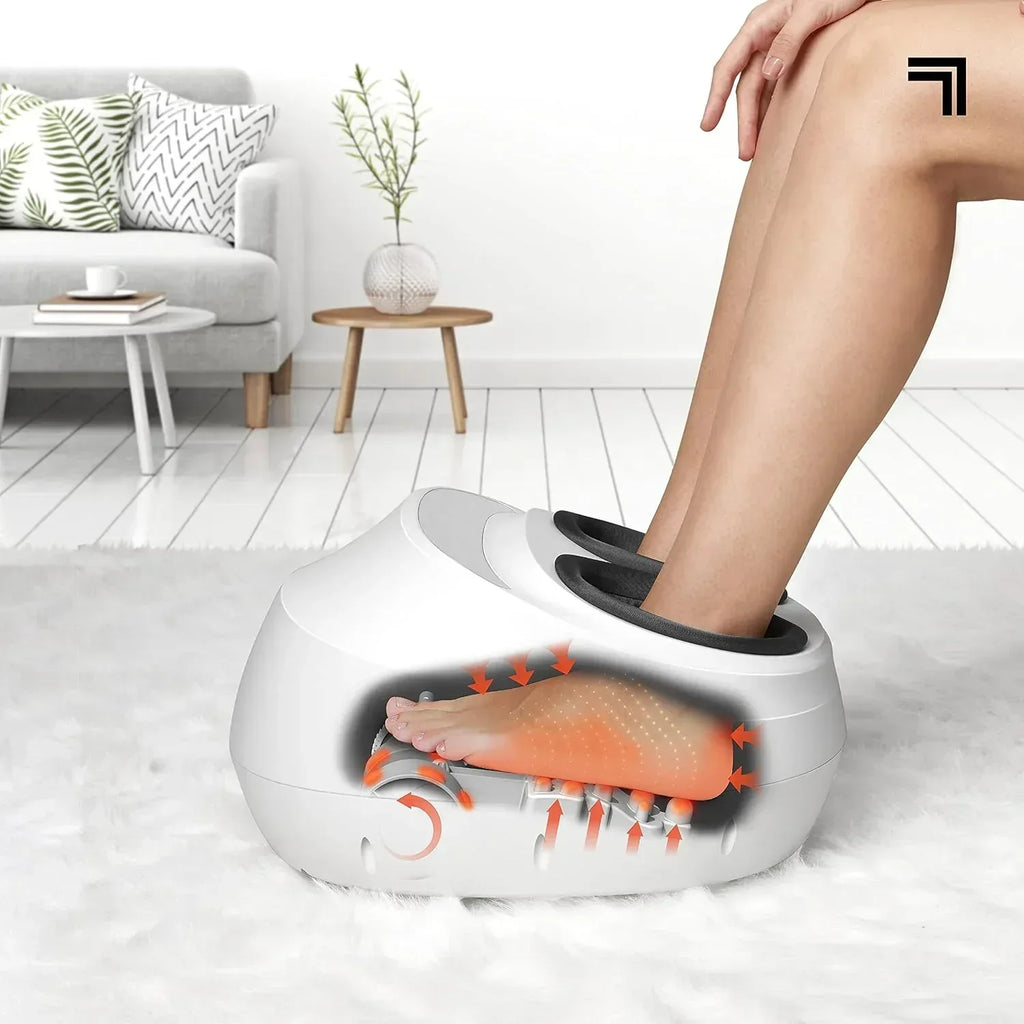 Sharper Image Electric Shiatsu Foot Massager with Heat & Air Compression, Deep Kneading Rollers & Washable Cover, Targets Heels, Balls & Arches up to Mens Size 12, Gift for Women & Men - Unique Gift Market