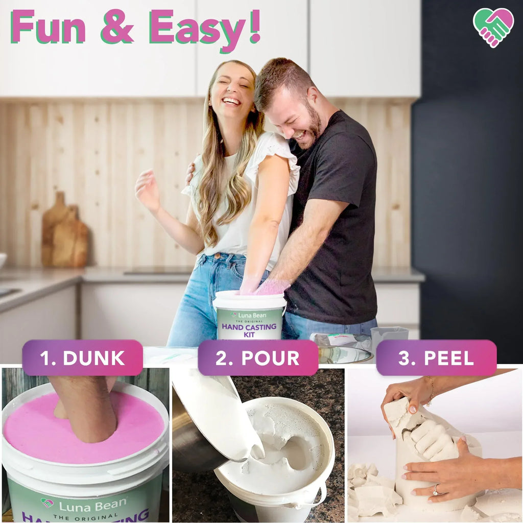 Luna Bean Hand Casting Kit – The Original Hand Mold Kit for Couples – Valentines Day Gifts for Her and Him - Anniversary Engagement Gifts for Women Men Mom Wife Boyfriend Girlfriend Wedding Bridal - Unique Gift Market