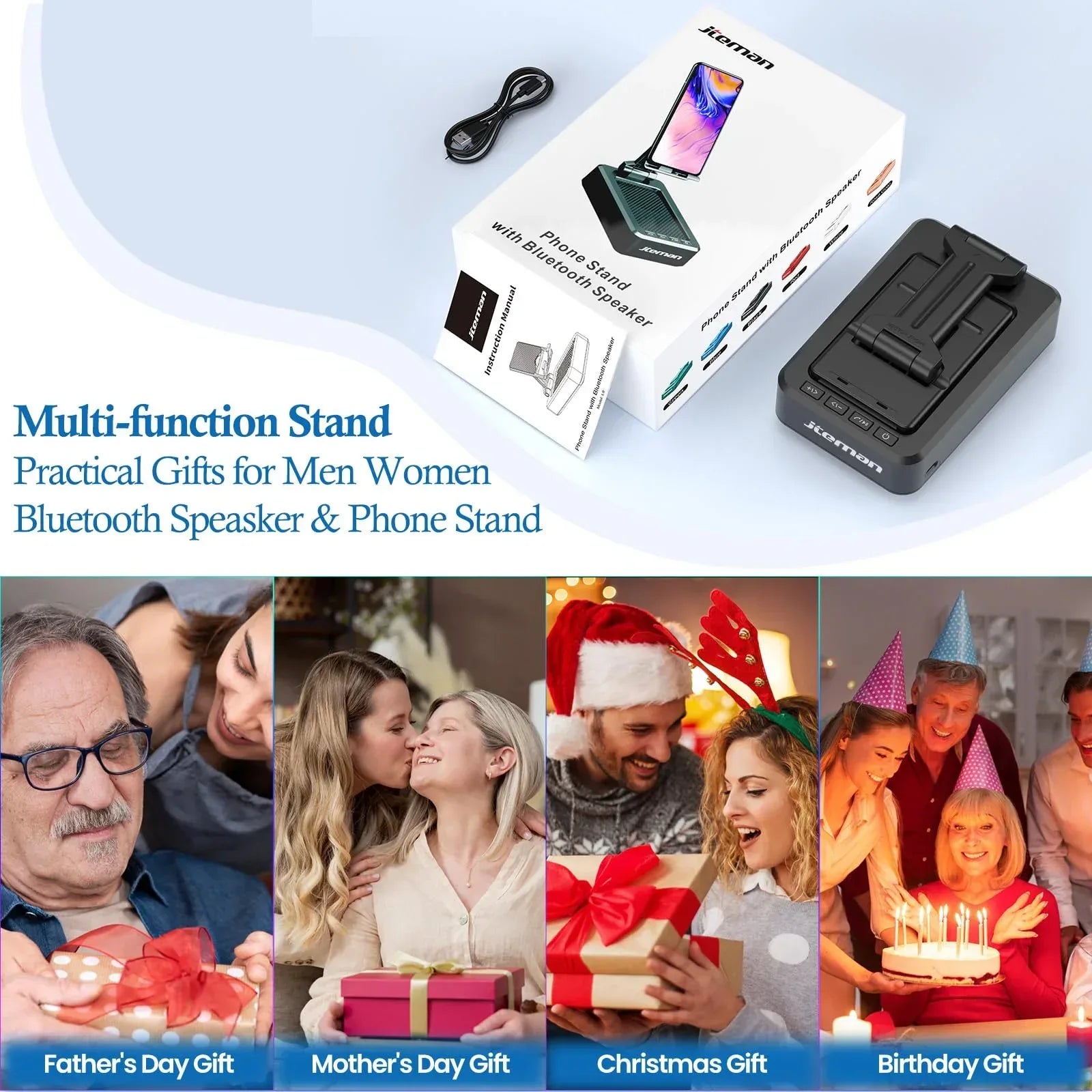 Cell Phone Stand with Wireless Bluetooth Speaker and Anti-Slip Base HD Surround Sound Perfect for Home and Outdoors with Bluetooth Speaker for Desk Compatible with iPhone/ipad/Samsung Galaxy - Unique Gift Market