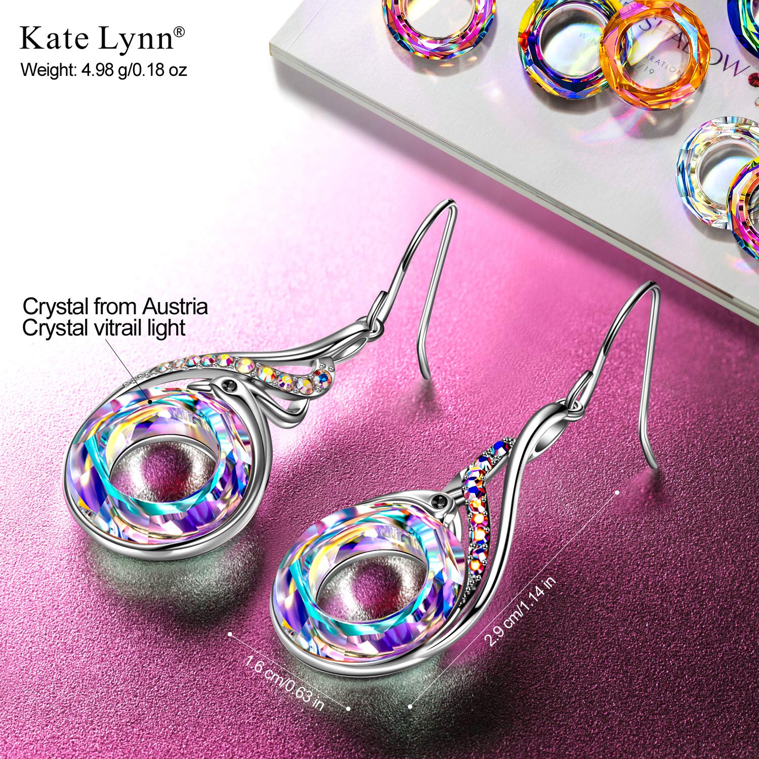 Kate Lynn "Rise From the Ashes" Phoenix Earrings, Sterling Silver Dangle Earrings with Crystals from Austria, Birthday Gift with Jewelry Box, Symbol of Luck and Renewal