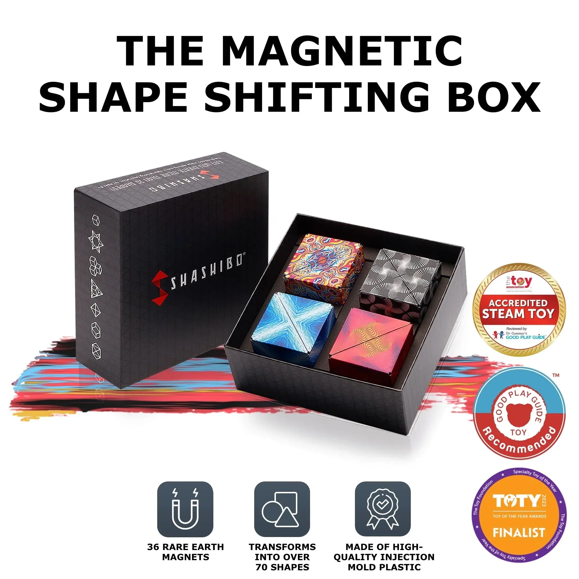 Shashibo Shape Shifting Box - Award-Winning STEM Fidget Toy with Ultra Strong Magnets - Puzzle Cube Transforms Into 100+ Shapes, Perfect Sensory Gift for Kids, Teens, and Adults (Wings) - Unique Gift Market