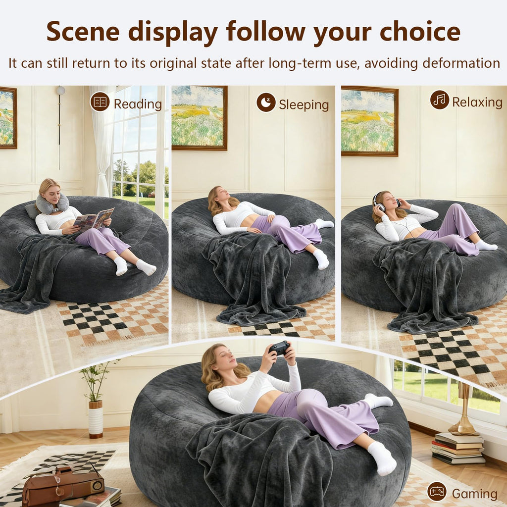 Big Beanbag Chairs for Adults ，6FT Bean Bag Chair with Filler Memory Foam Chair Super Soft Plush, Living Room Furniture, Suitable for bedrooms, Comfy Lounge Reading Chairs Birthday Gifts for Women Mom - Unique Gift Market