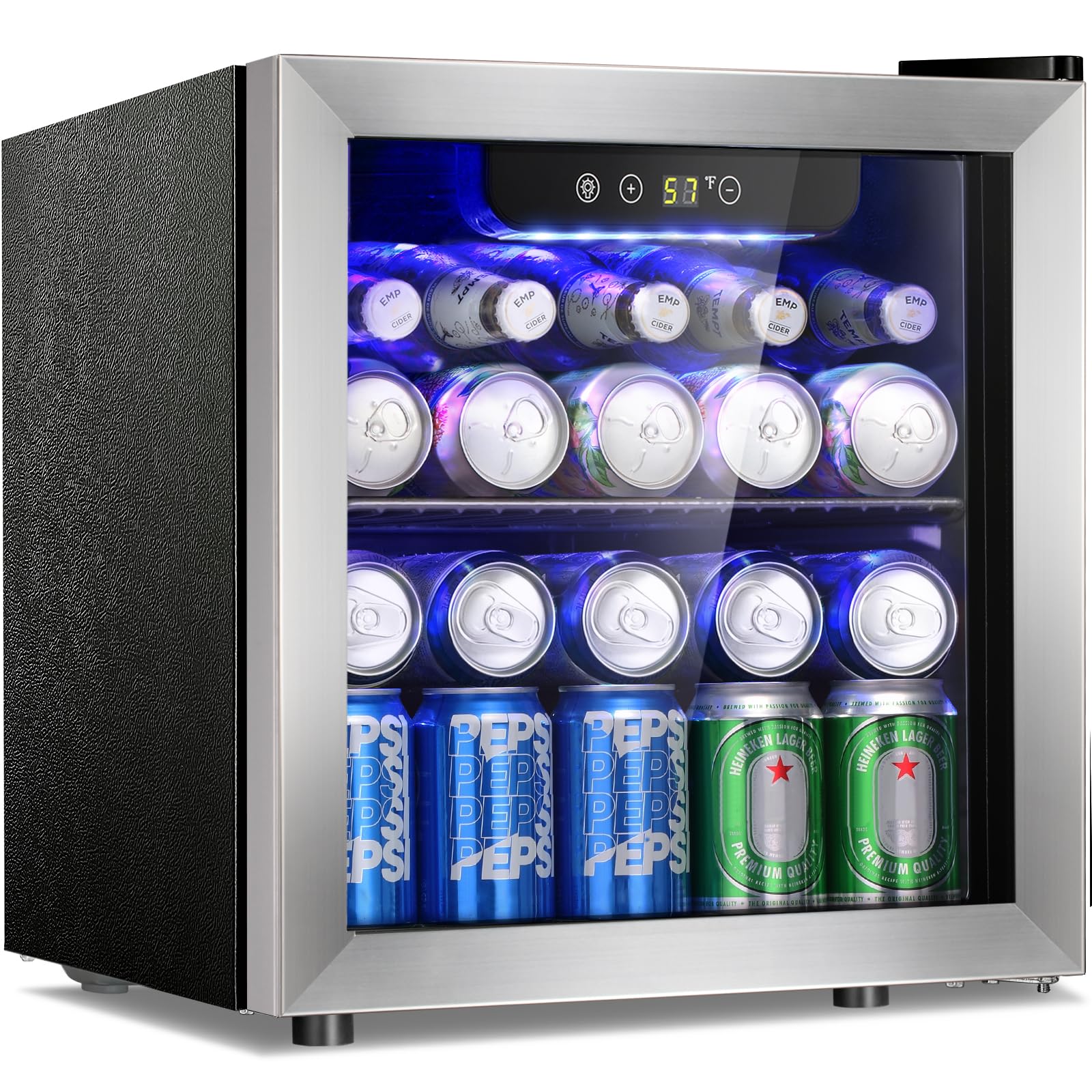 Antarctic Star 18L Beverage Refrigerator Cooler 24Can, Mini Fridge with Quiet Compressor, LED Light,Freestanding Small Fridge with Electronic Temperature Control for Home and Bar(40-61 ℉)