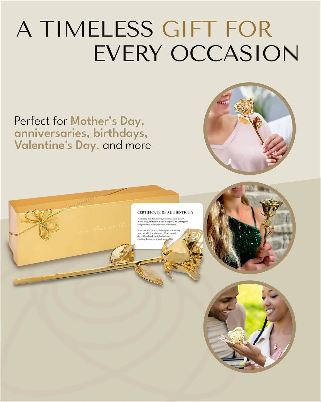 Forever Rose 24K Gold Dipped Real Rose – Handmade, Long-Lasting Preserved Flower in Gold Gift Box – Romantic Gift for Anniversary, Valentine's Day, Mother's Day, Birthday, Wedding, Wife, Girlfriend - Unique Gift Market