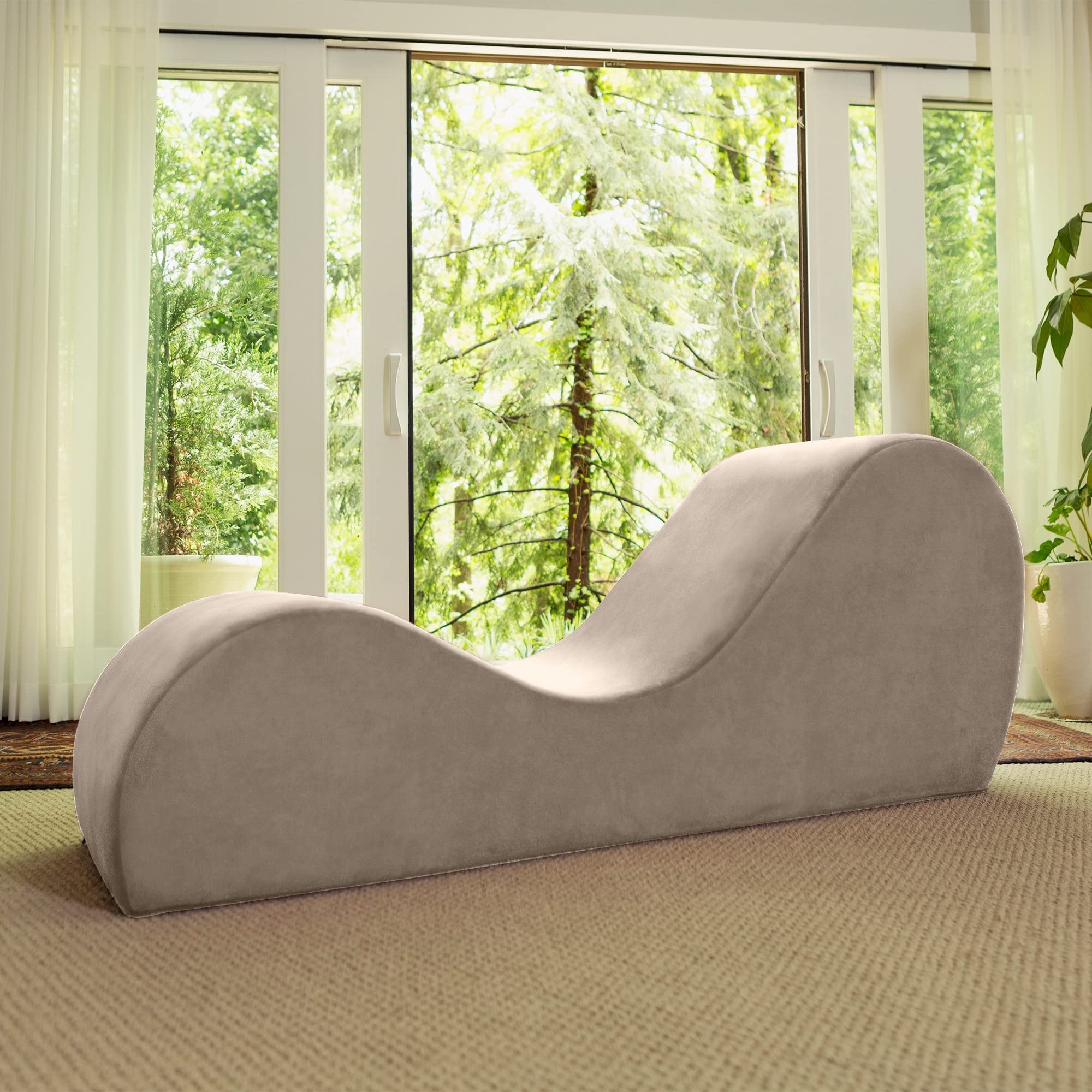 Avana Sleek Chaise Lounge for Yoga, Stretching, Relaxation-Made in The USA, 60D x 18W x 26H Inch, Ink Blue