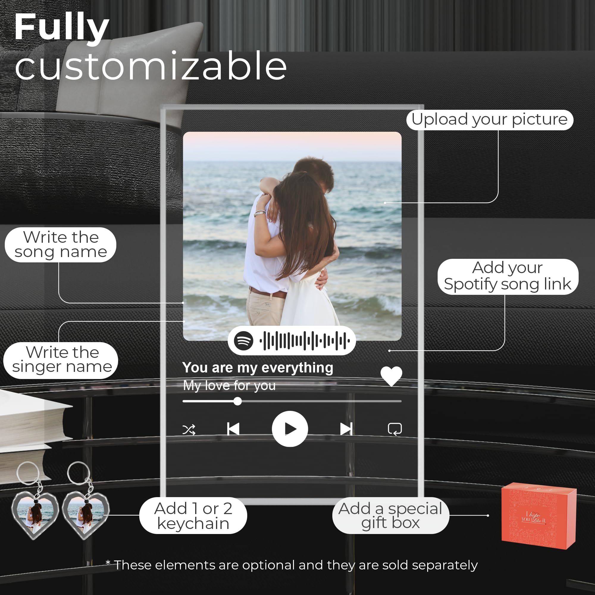 EGD Custom Spotify Plaque for Gifts for Her Him | Choose Your Photo & Song for Customized Gifts for Women Men | Gift for Wife Husband | Gift for Couples (E. Classic Song Plaque)