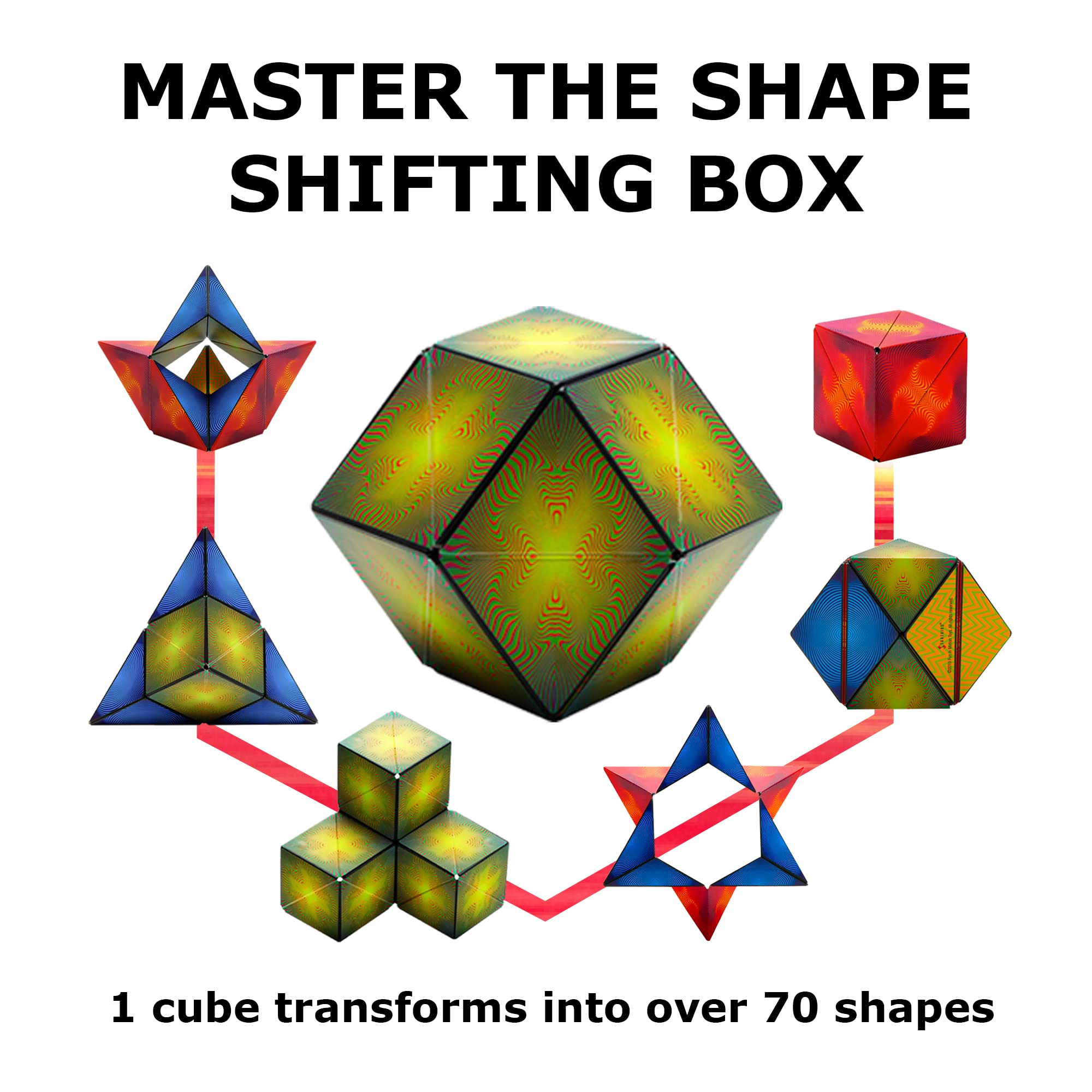 Shashibo Shape Shifting Box - Award-Winning STEM Fidget Toy with Ultra Strong Magnets - Puzzle Cube Transforms Into 100+ Shapes, Perfect Sensory Gift for Kids, Teens, and Adults (Wings)