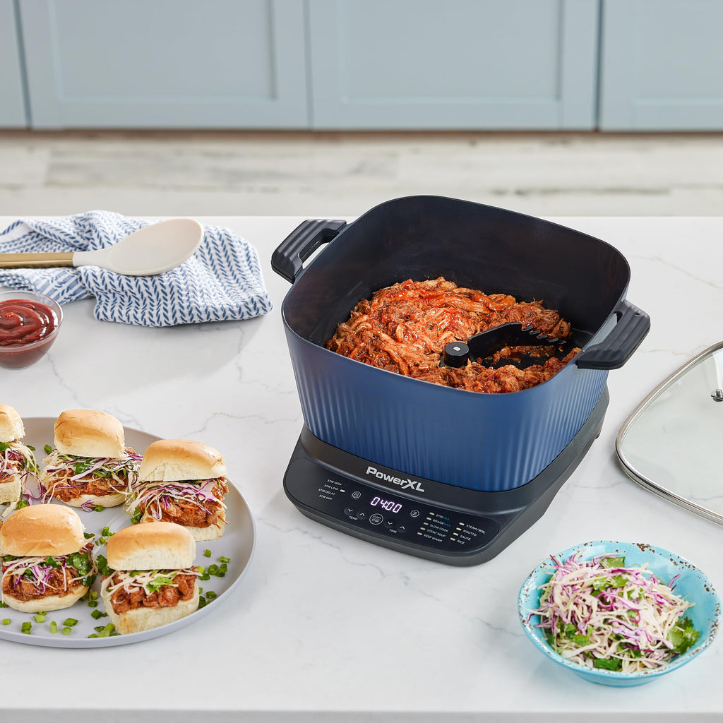 STIRMAX PLUS 7.5 Quart Digital Multi-Cooker with Automatic Paddle to Stir and Shred, 9 in 1 programmable presets to Sauté, Sear, and Brown Food Before Simmering – Accessories & Cookbook Included
