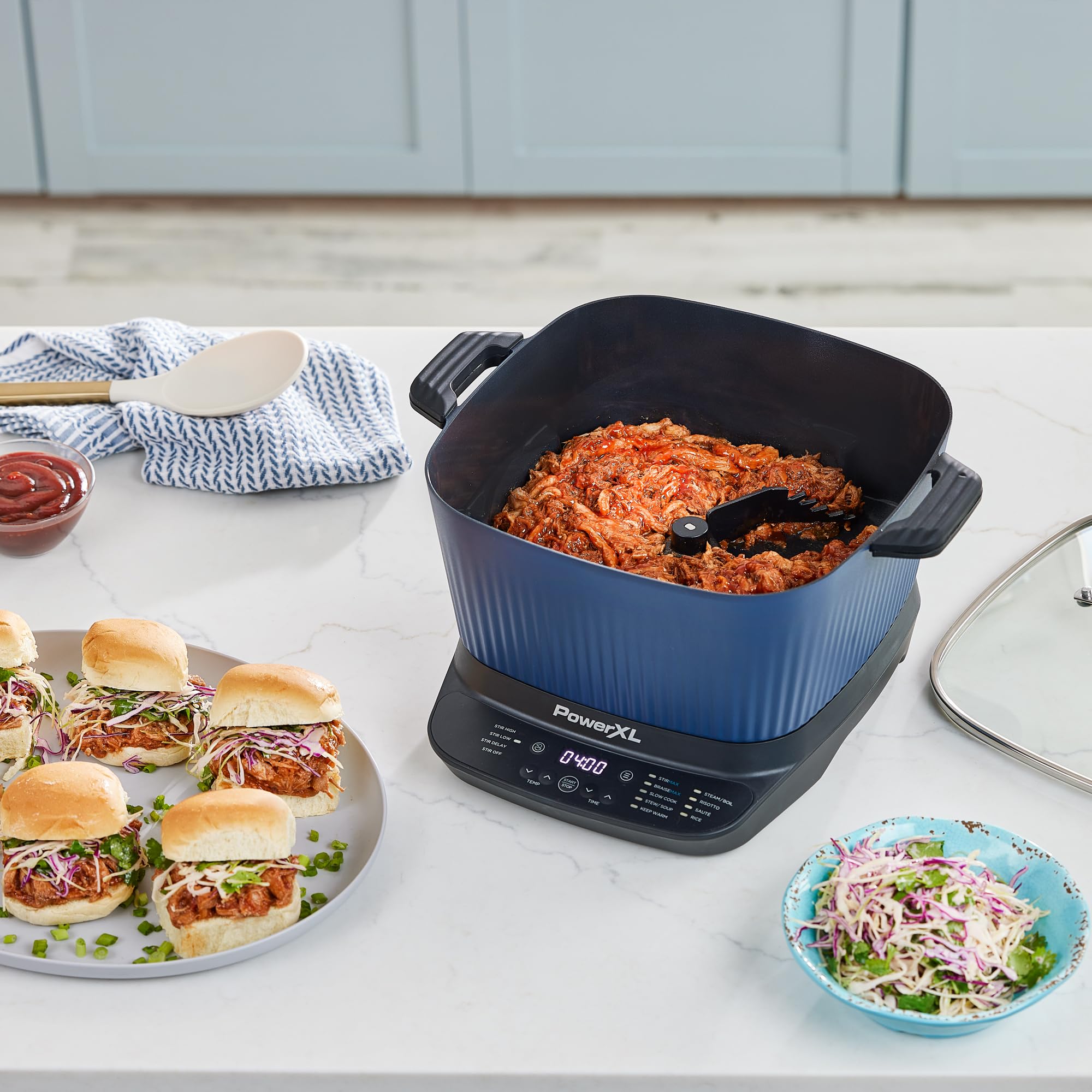 STIRMAX PLUS 7.5 Quart Digital Multi-Cooker with Automatic Paddle to Stir and Shred, 9 in 1 programmable presets to Sauté, Sear, and Brown Food Before Simmering – Accessories & Cookbook Included