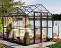 Jocisland 8x12x7.5 FT Greenhouse - Outdoor Aluminum Polycarbonate Greenhouse with Ventilation and Rain Gutter, 4 Swing Doors with Hook, Walk in Greenhouse for Outdoors Backyard Garden, Black - Unique Gift Market